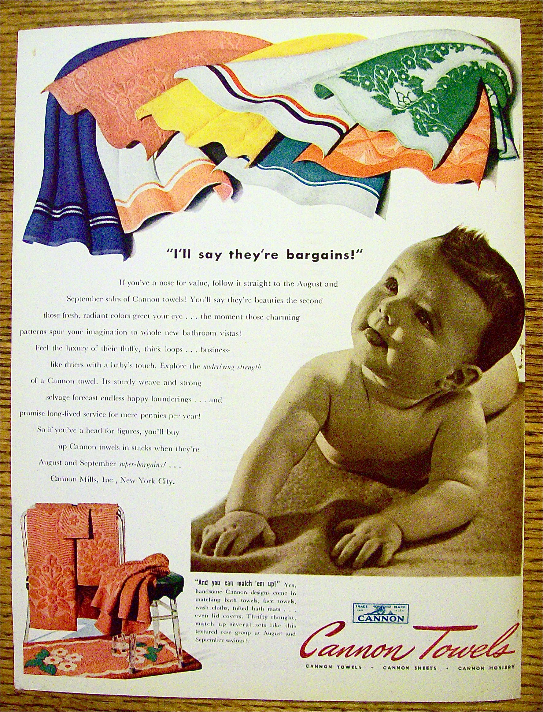 1941 Cannon Towels with Baby On Towel