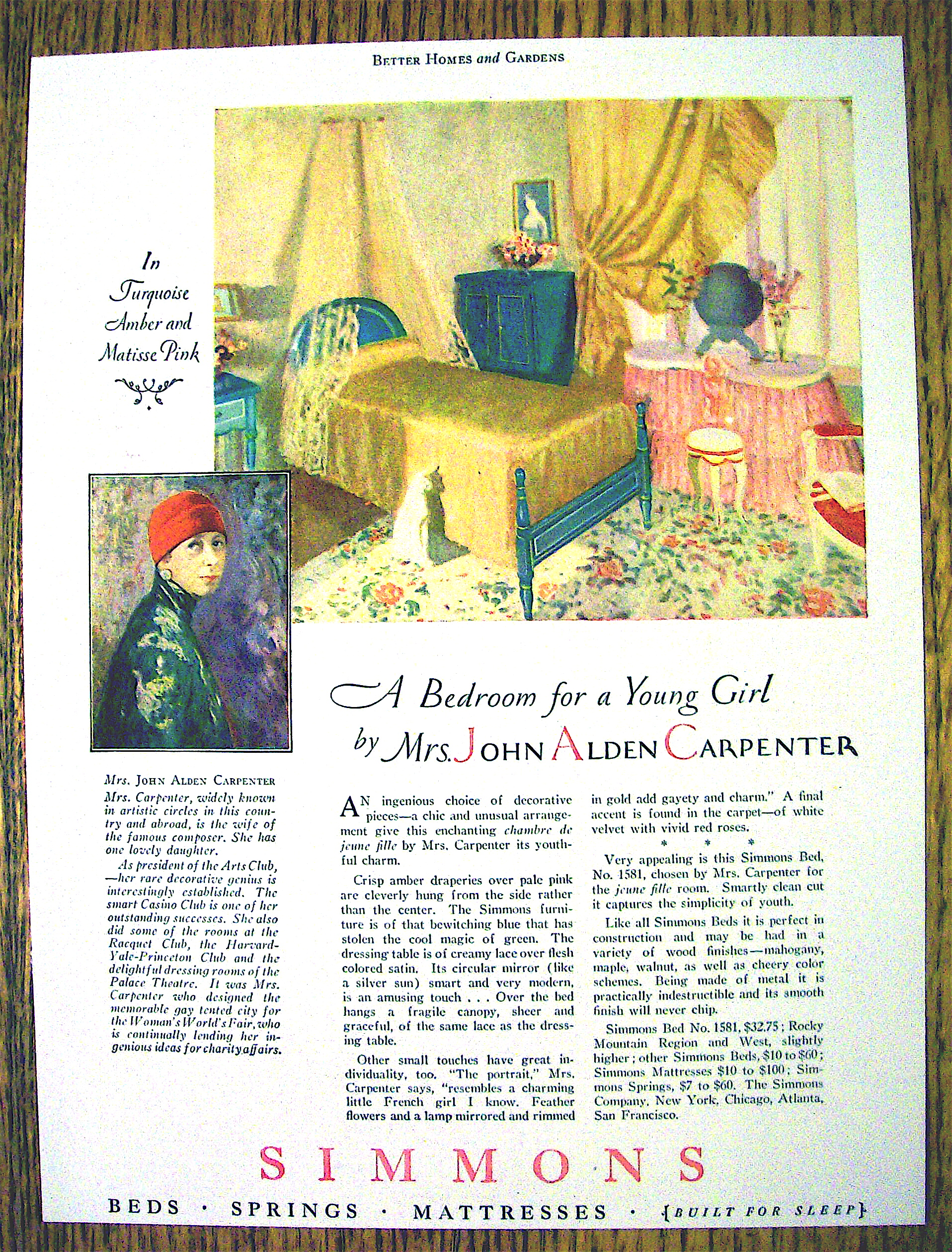 1928 Simmons with Bedroom by Mrs. Carpenter