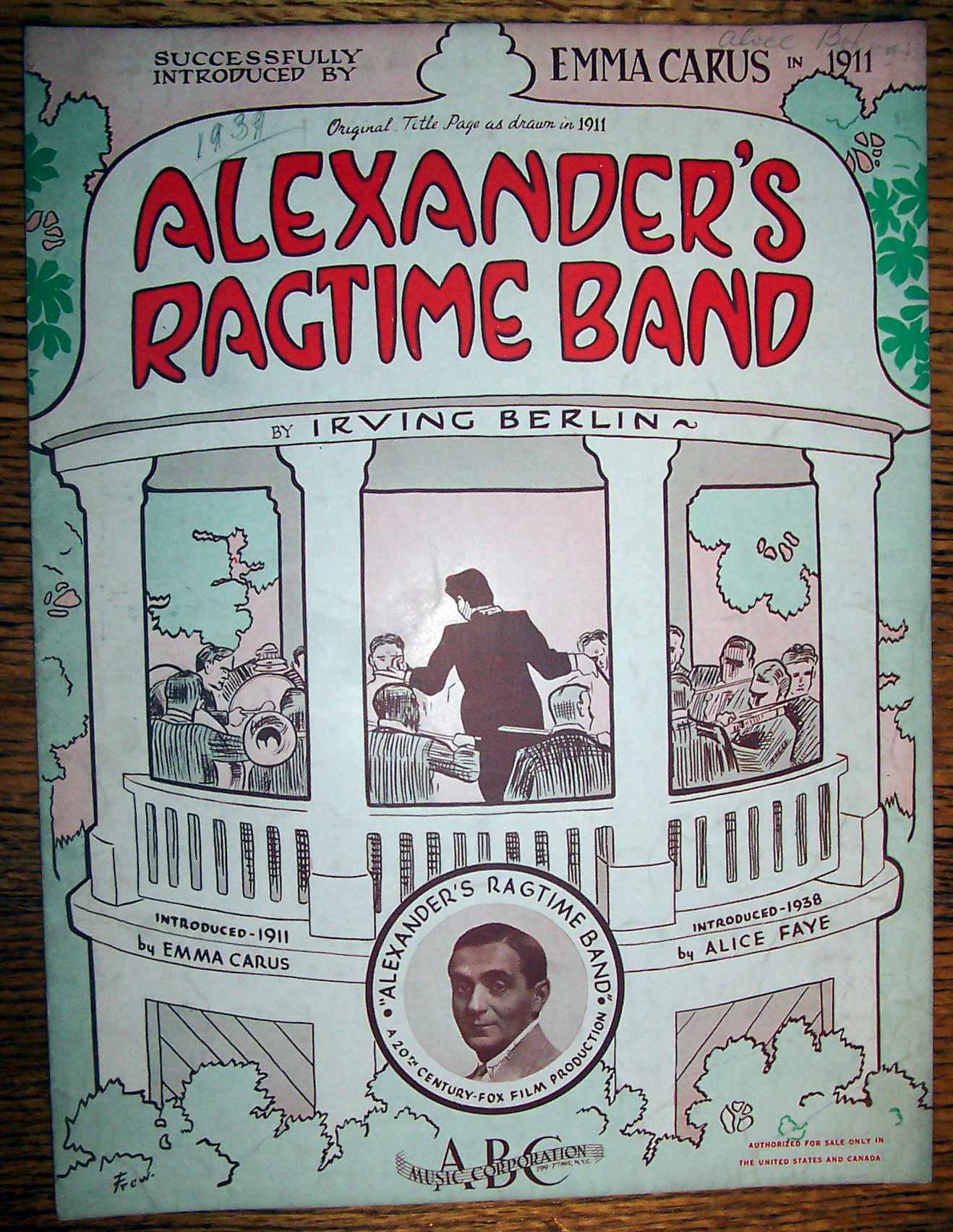 Sheet Music For 1939 Alexander's Ragtime Band