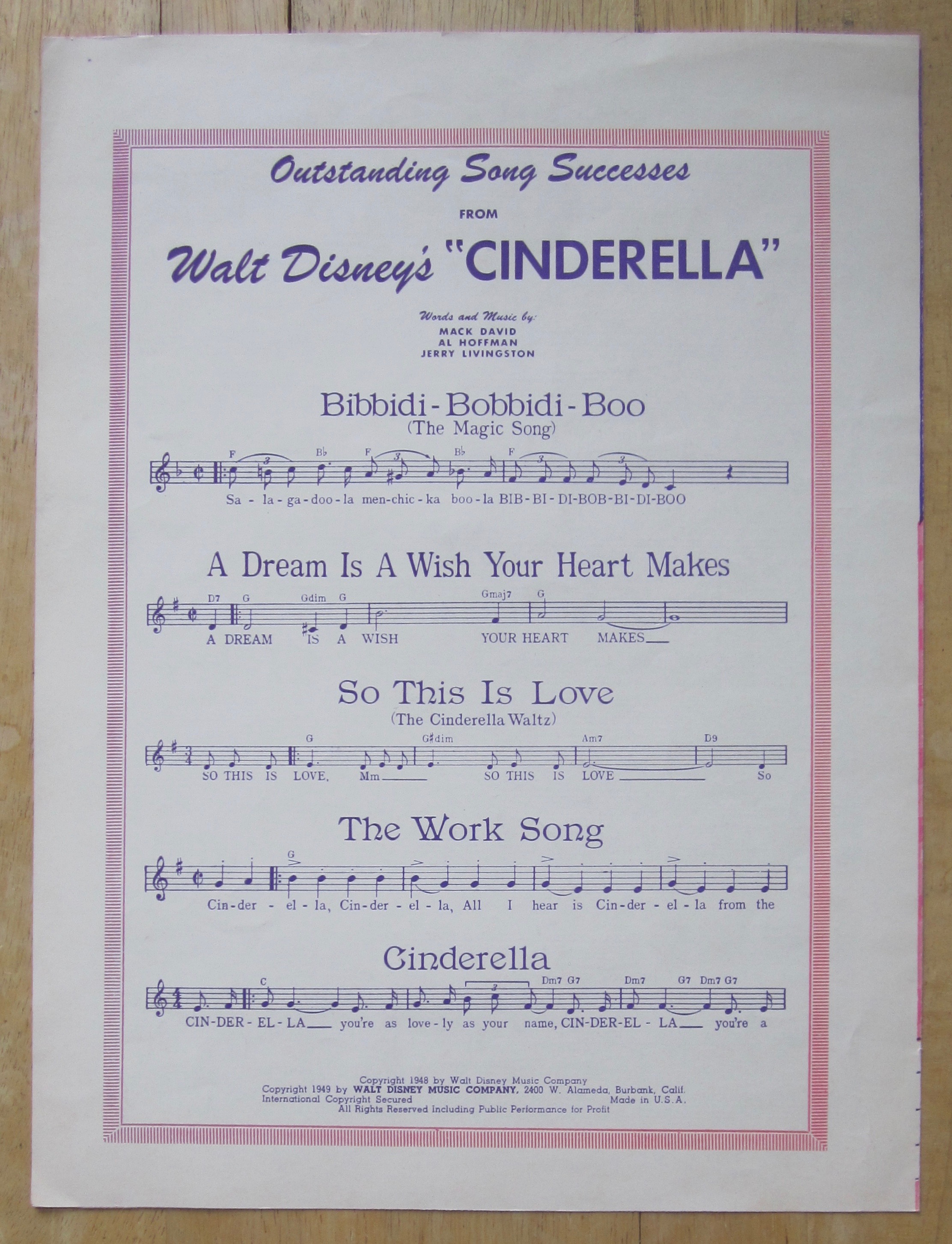 1941 Sheet Music for A Dream Is A Wish Your Heart Makes
