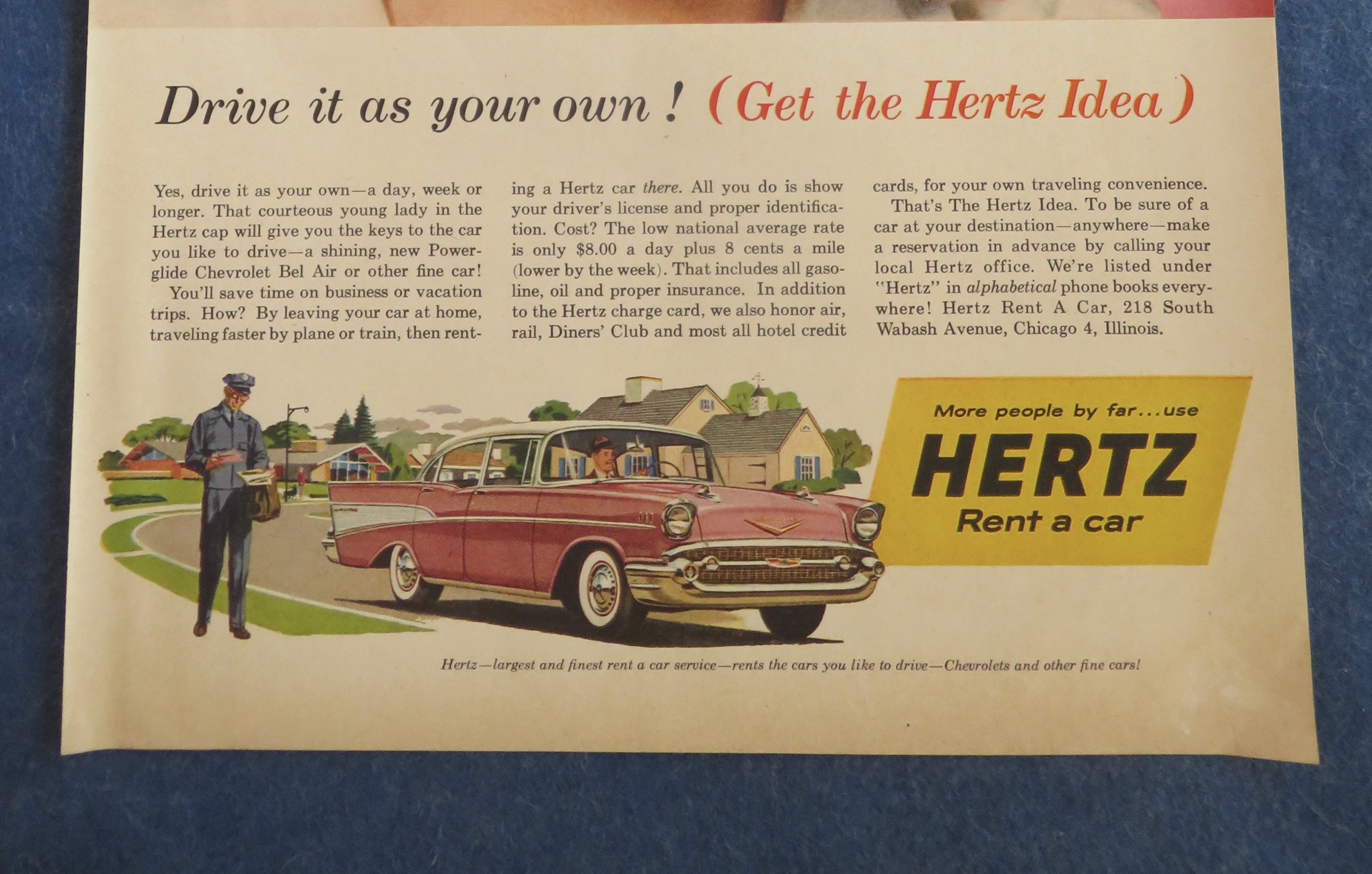1957 Hertz Rent A Car with Woman Holding Key