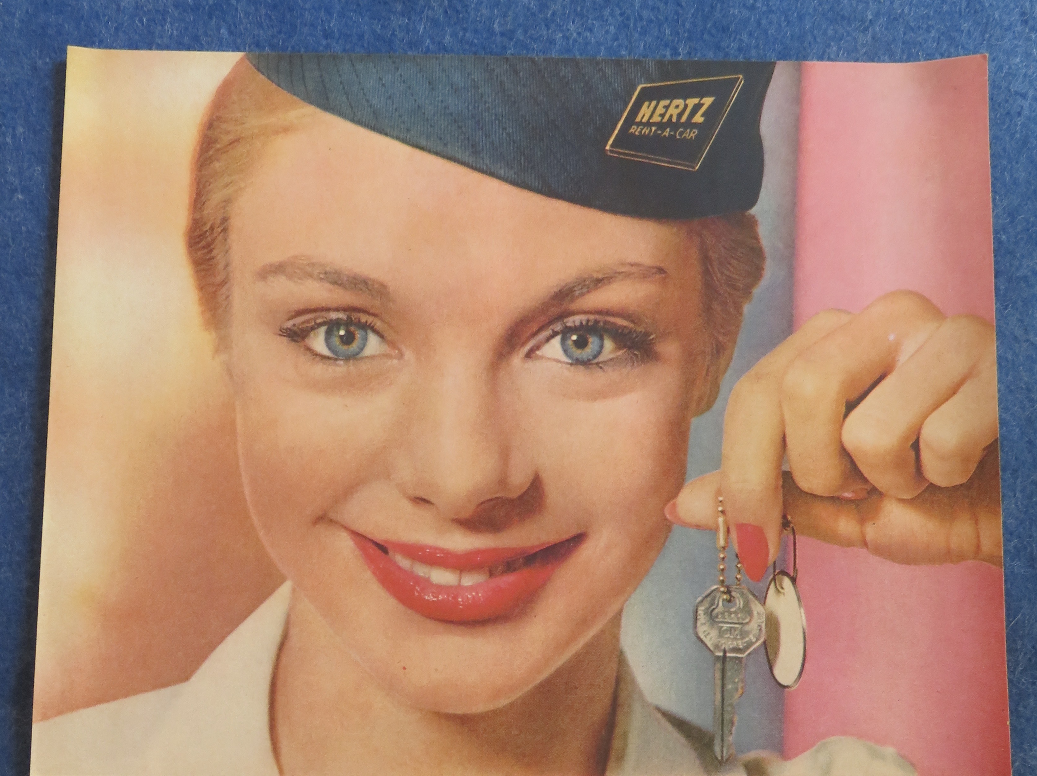 1957 Hertz Rent A Car with Woman Holding Key