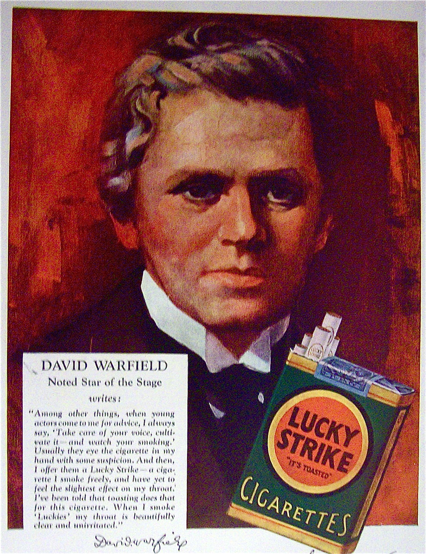 1928 Lucky Strike Cigarettes with David Warfield