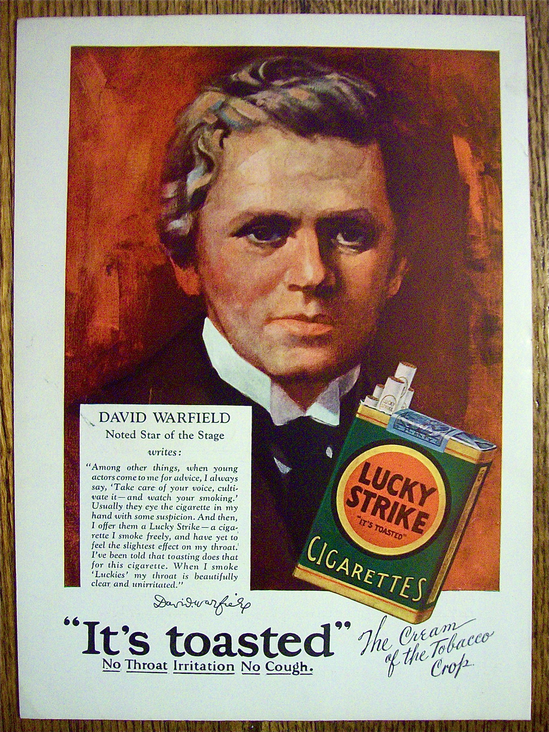 1928 Lucky Strike Cigarettes with David Warfield