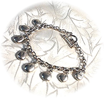 Sterling Silver Toggle Clasp Charm Bracelet