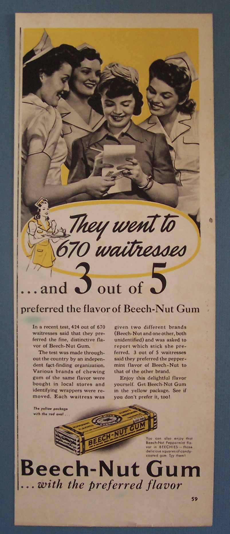1941 Beech-Nut Gum with 670 Waitresses