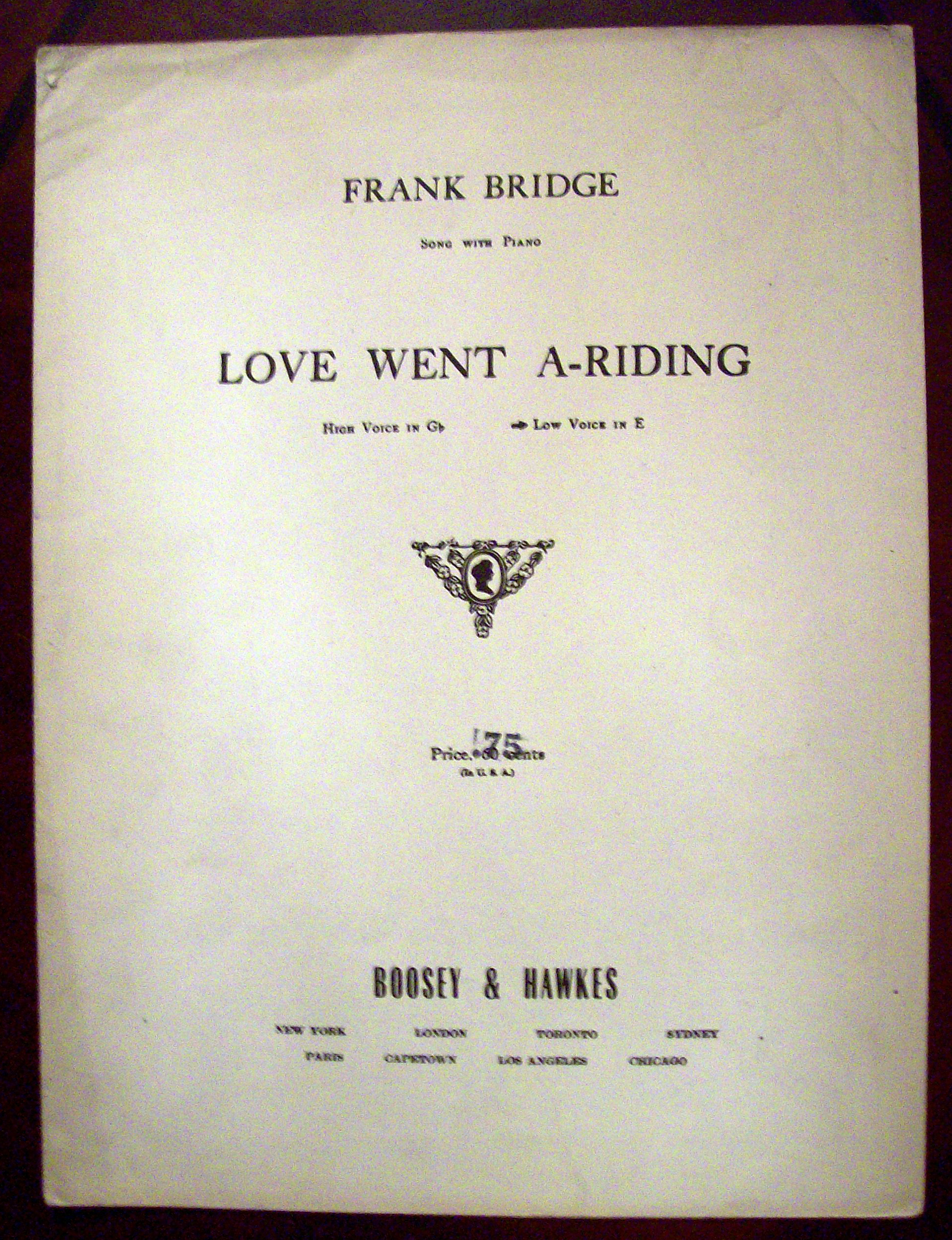 Sheet Music of 1916 Love Went A-Riding