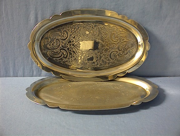 2 Scrolled Silver Plate Dishes