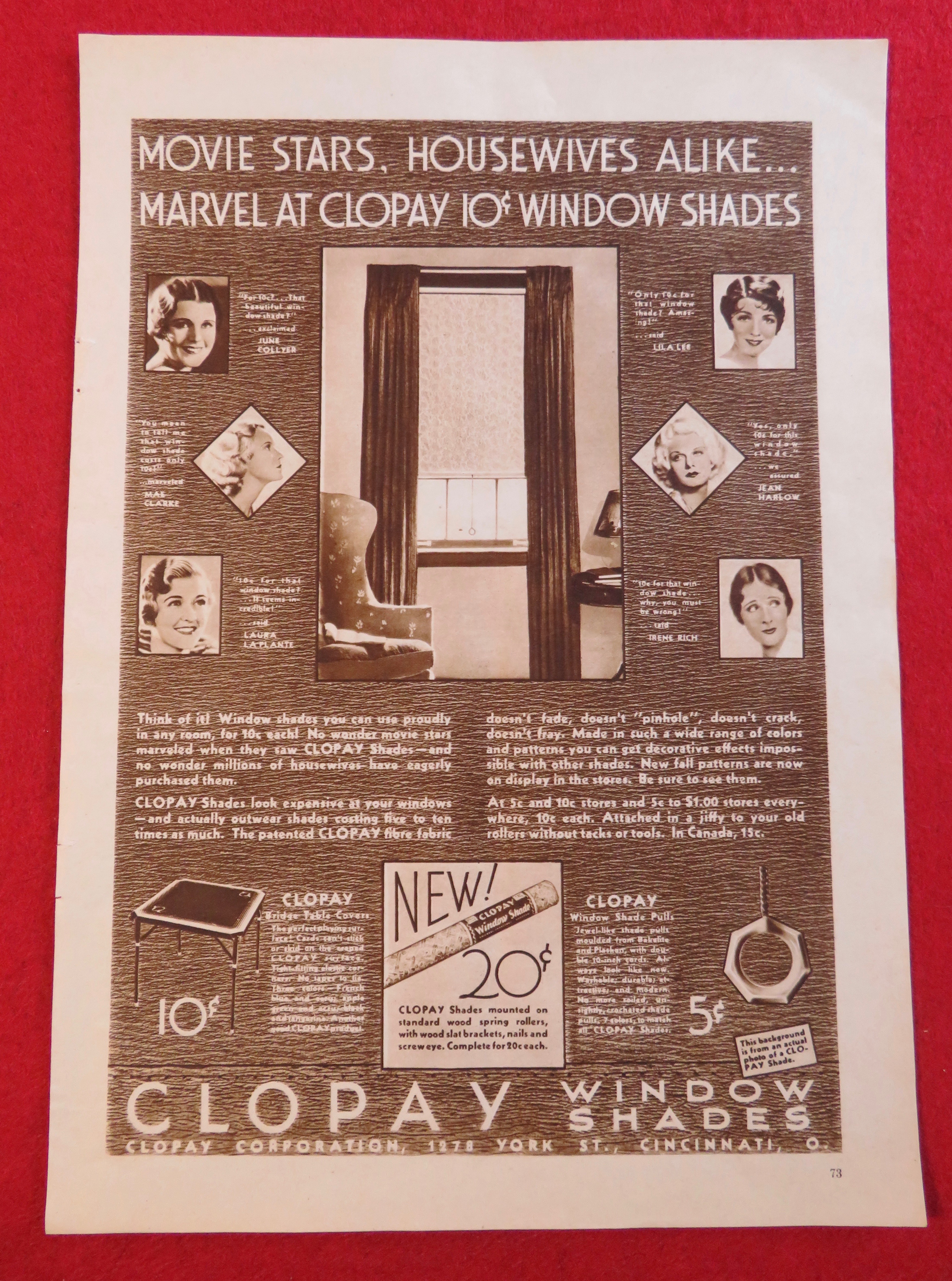 1937 Clopay Window Shades with Harlow, Lee, Rich