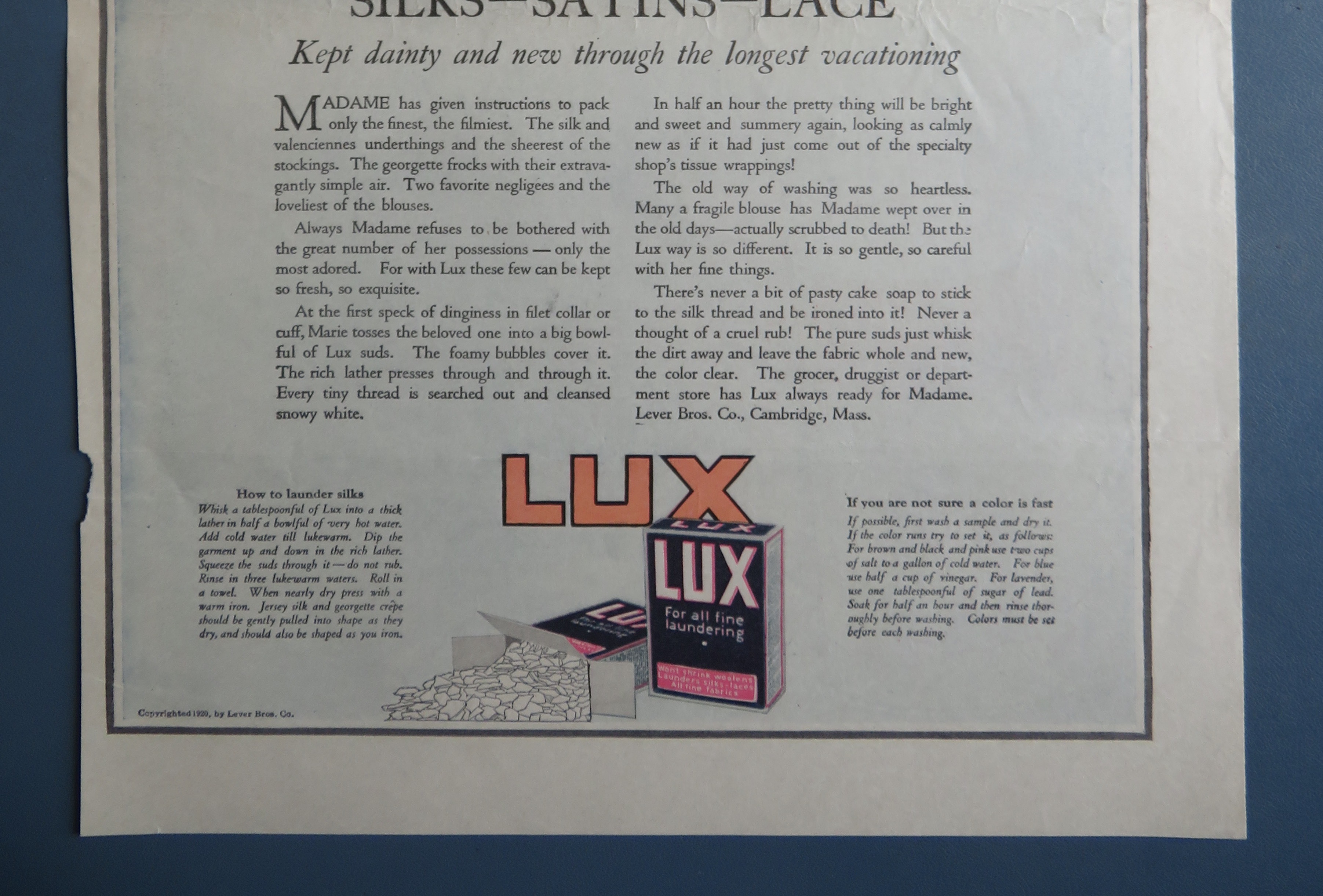 1920 Lux Soap with Woman & Her Clothing