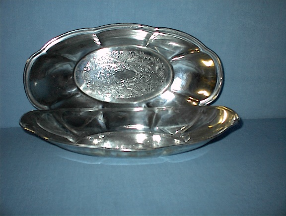 2 Large Silverplate On Copper Fruit Dishes