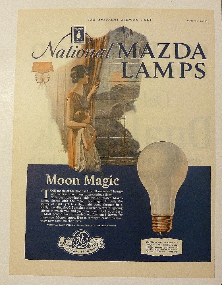 1928 Mazda Lamps With Woman & Child
