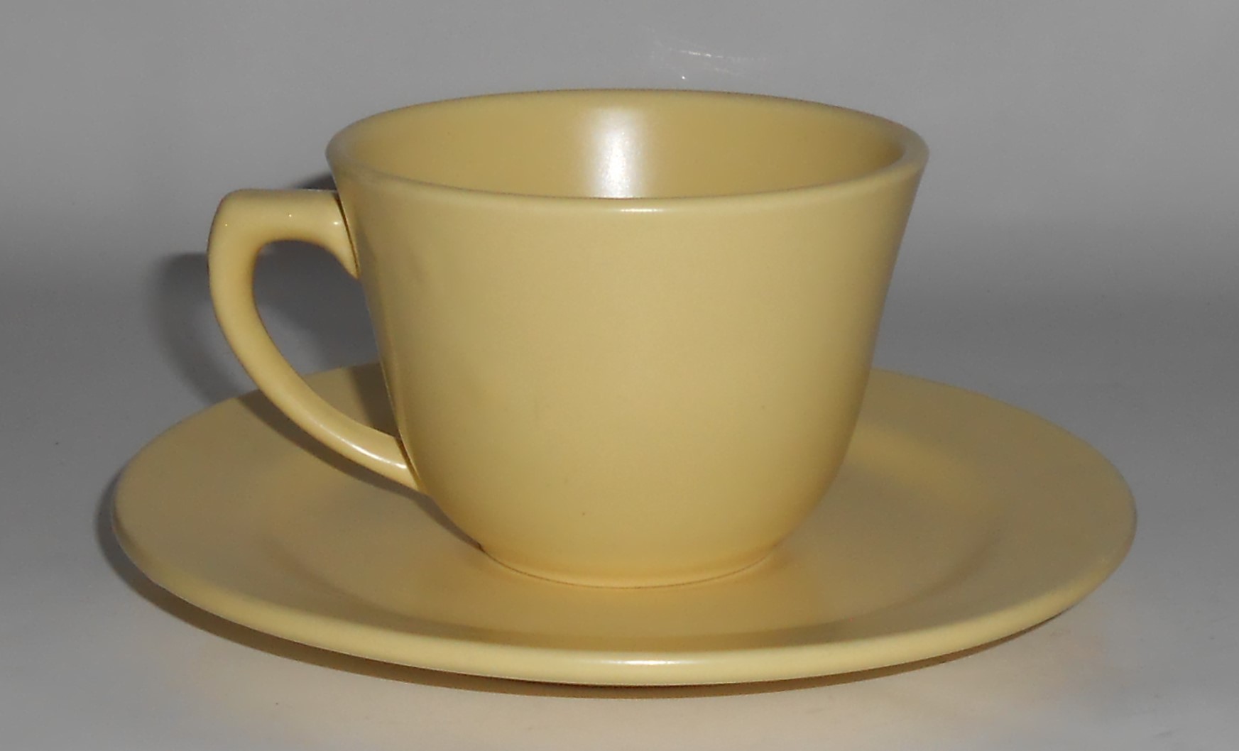 Bauer Pottery La Linda Matte Yellow Cup & Saucer Set