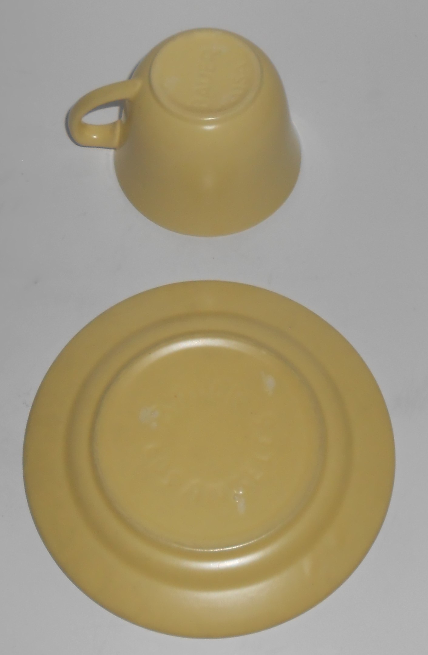 Bauer Pottery La Linda Matte Yellow Cup & Saucer Set