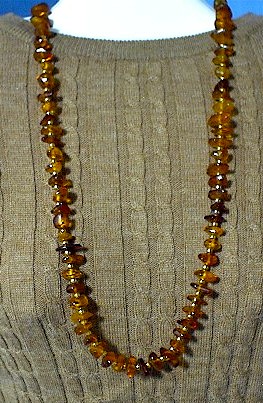 30 Inch Nugget Necklace of Golden Amber Beads