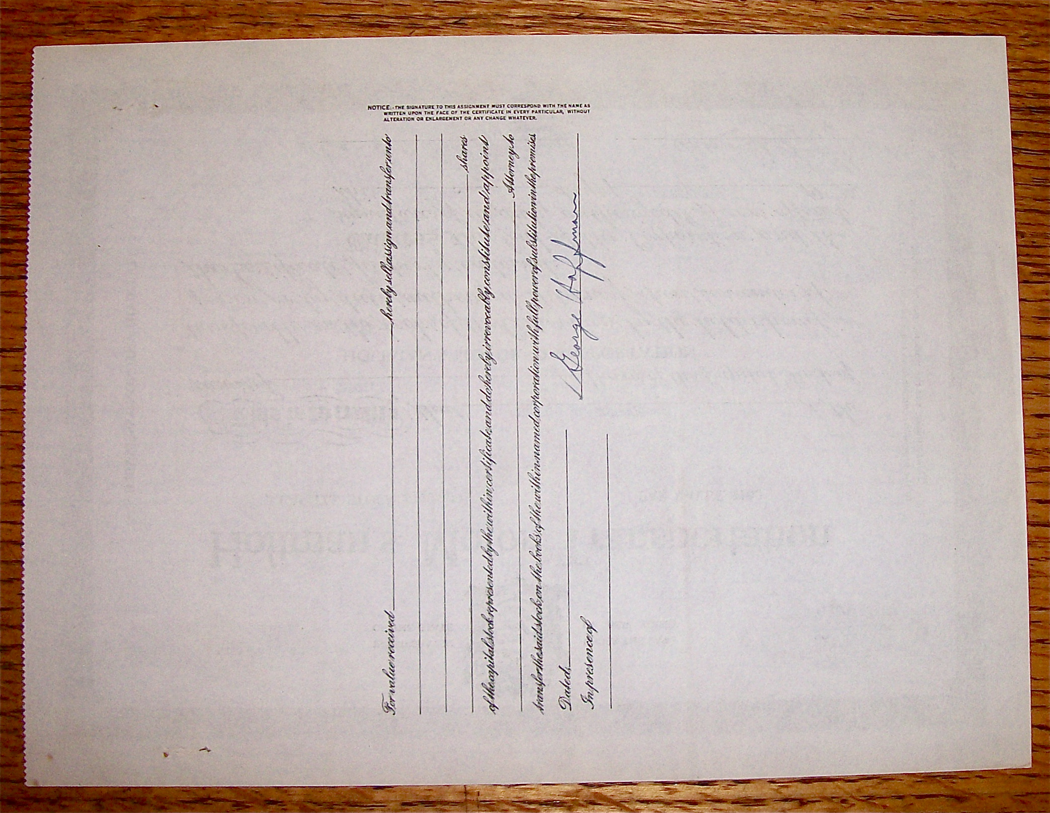 1942 Hoffman's Motor Transportation Stock Certificate