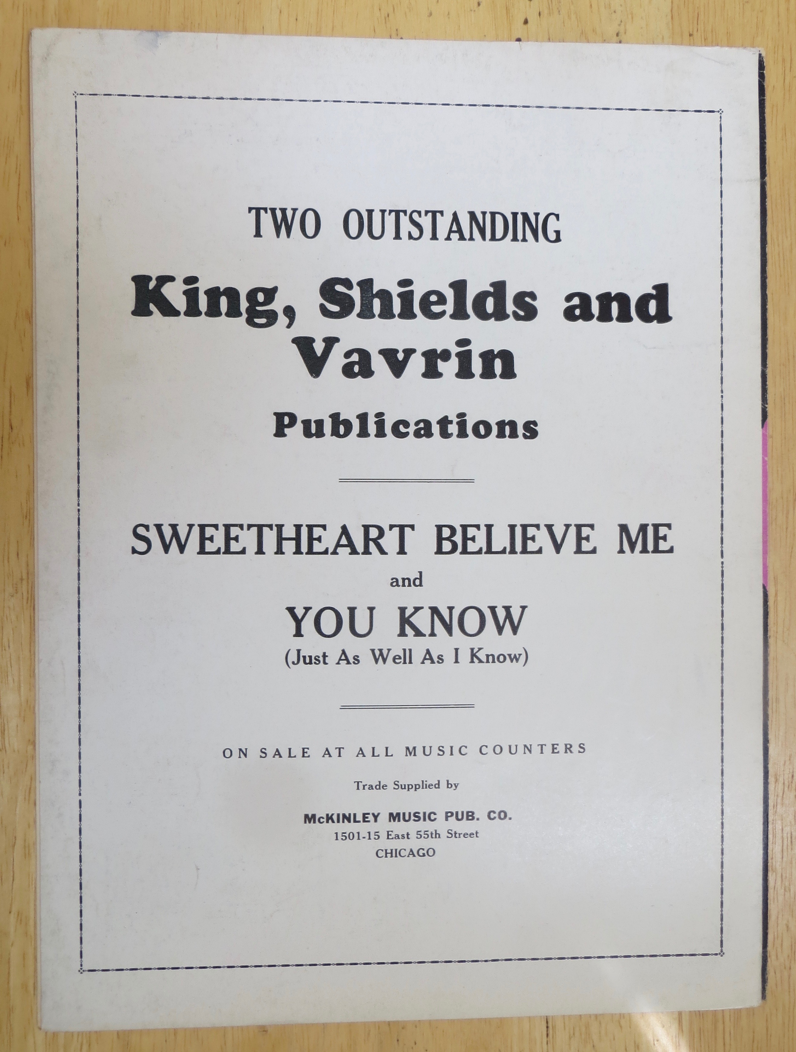 1940 Sweetheart Believe Me Sheet Music