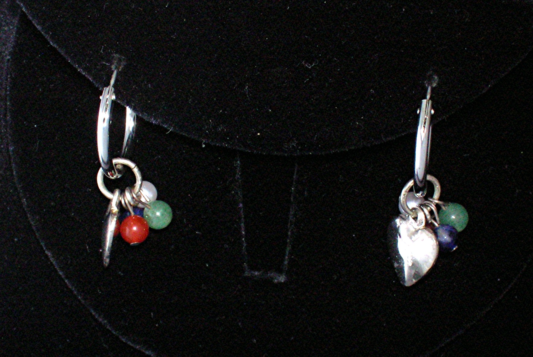 Silvertone Pierced Earrings with Multi Colored Stones