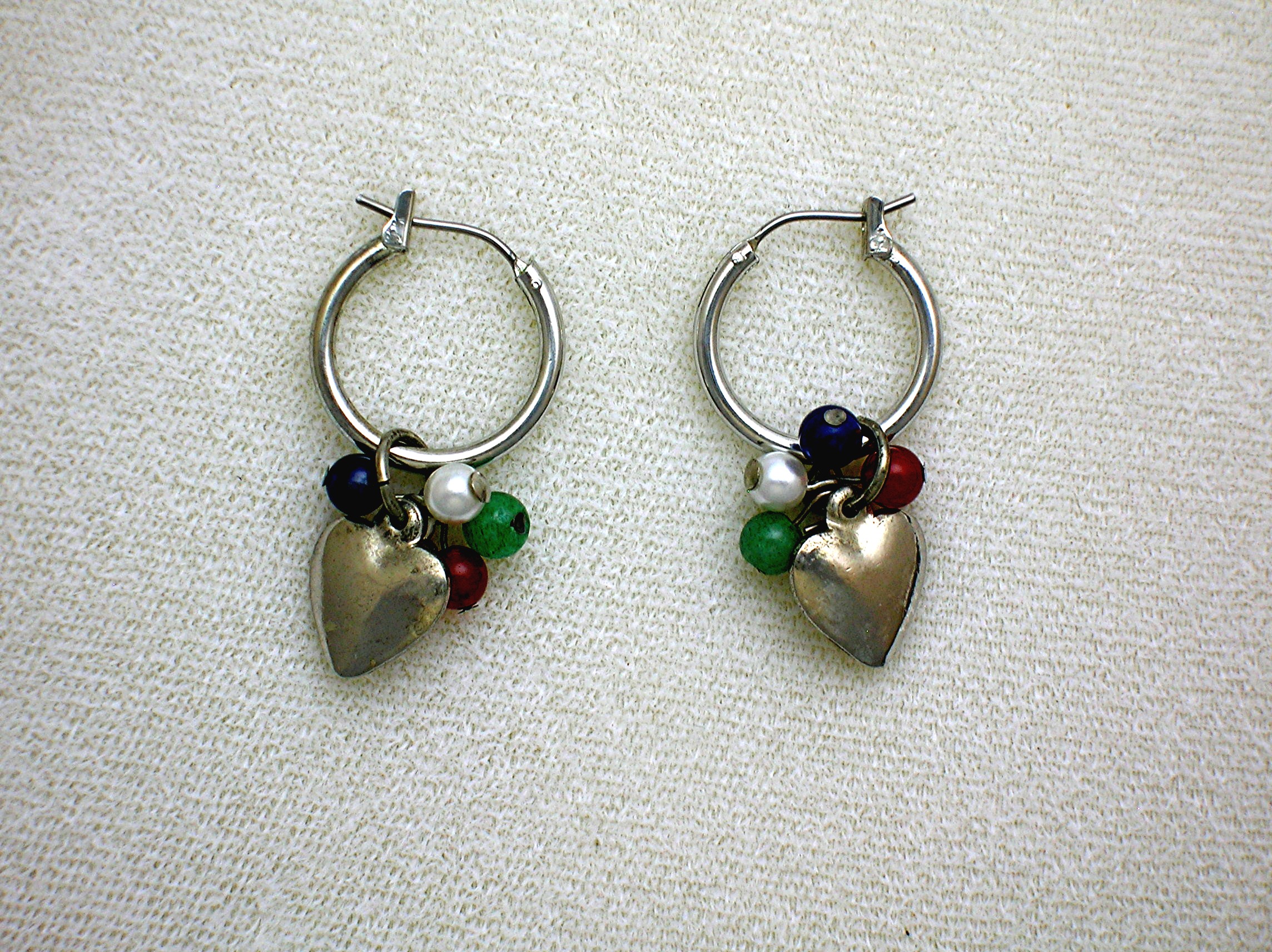 Silvertone Pierced Earrings with Multi Colored Stones