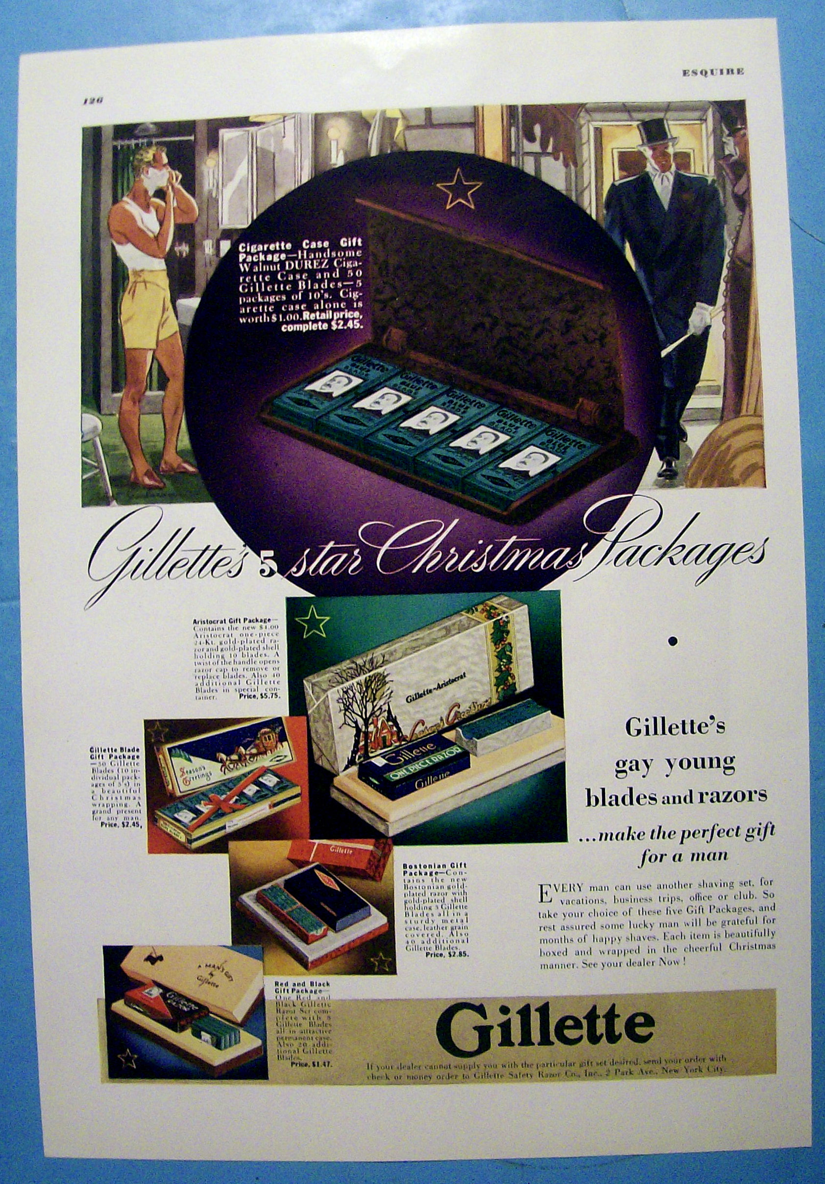 1936 Gillette Blades and Razors with Man Shaving