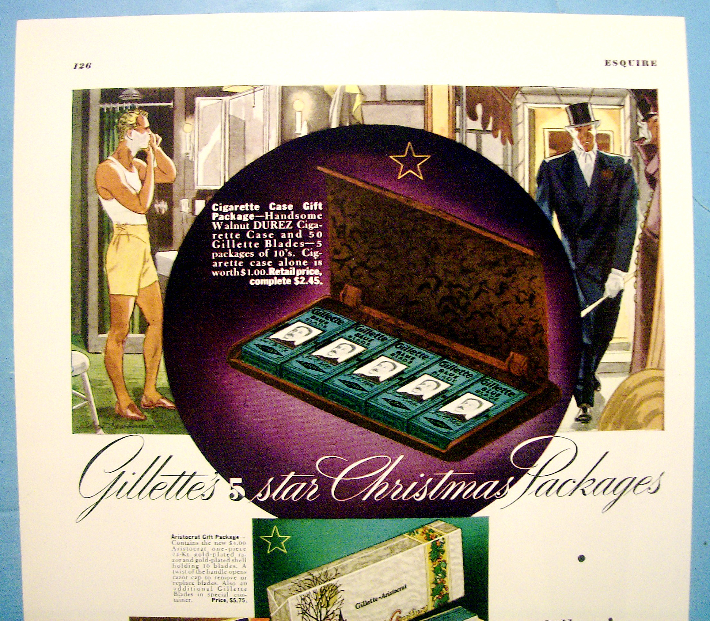 1936 Gillette Blades and Razors with Man Shaving