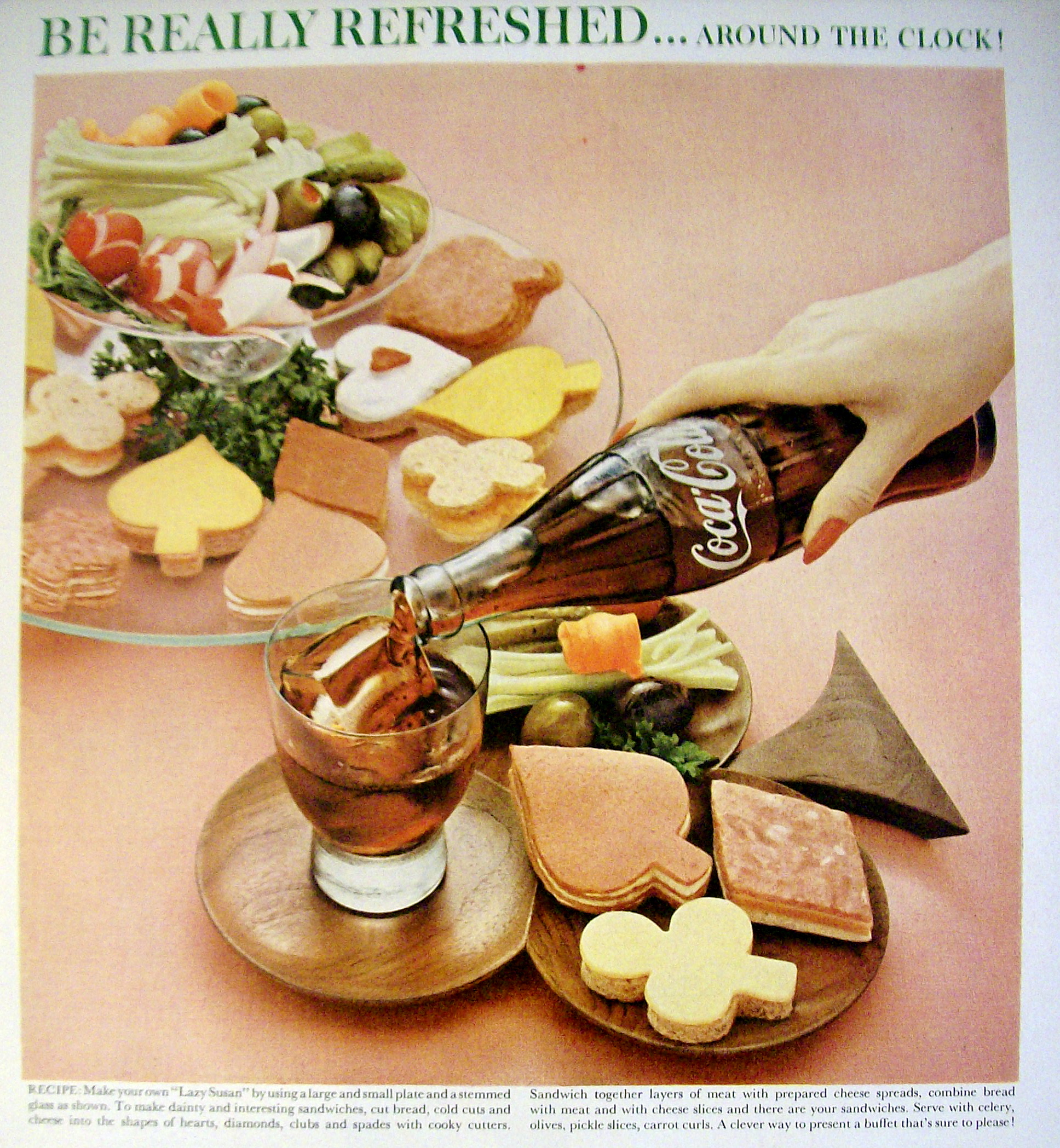 1960 Coca Cola (Coke) with Sandwiches & Vegetables