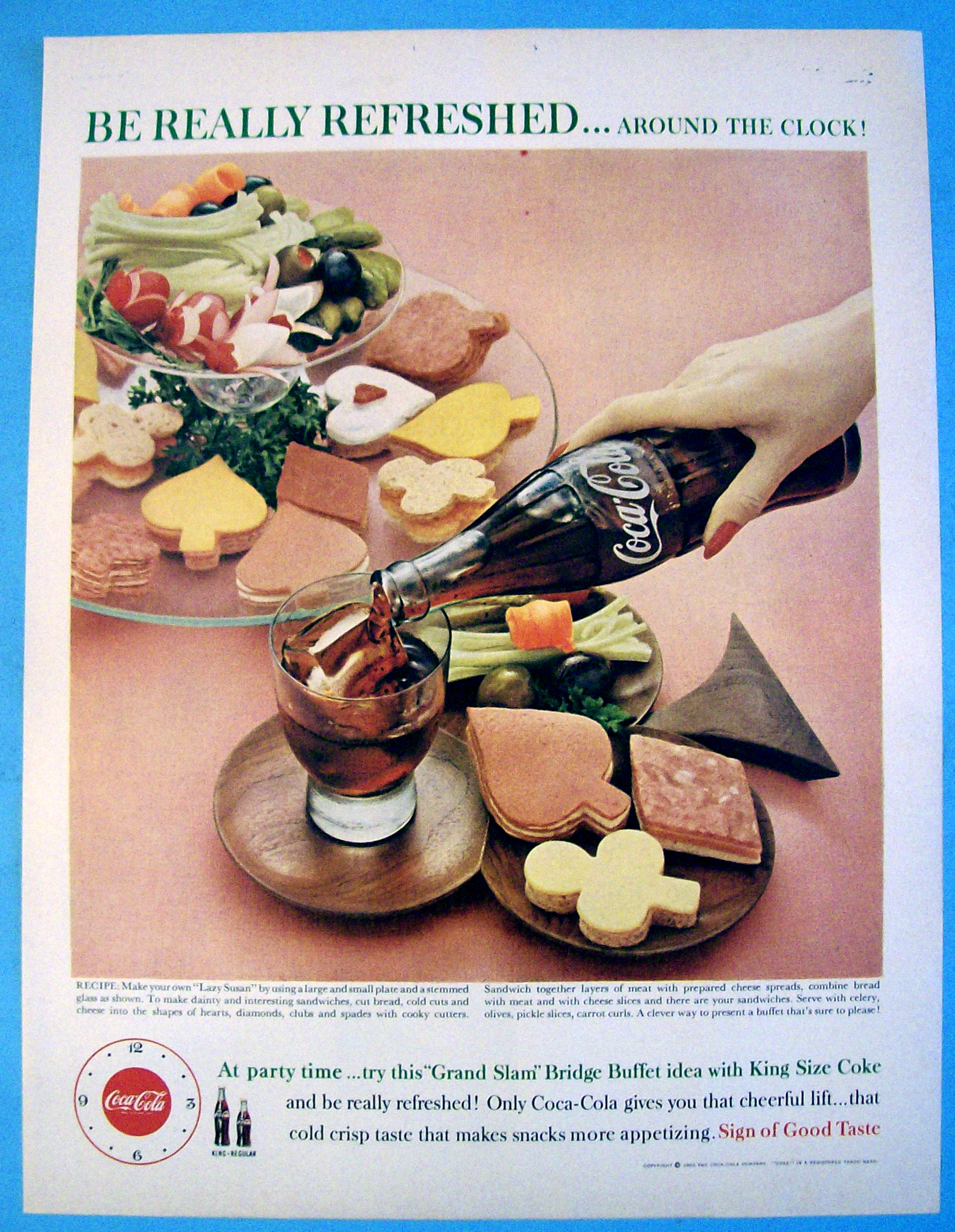 1960 Coca Cola (Coke) with Sandwiches & Vegetables
