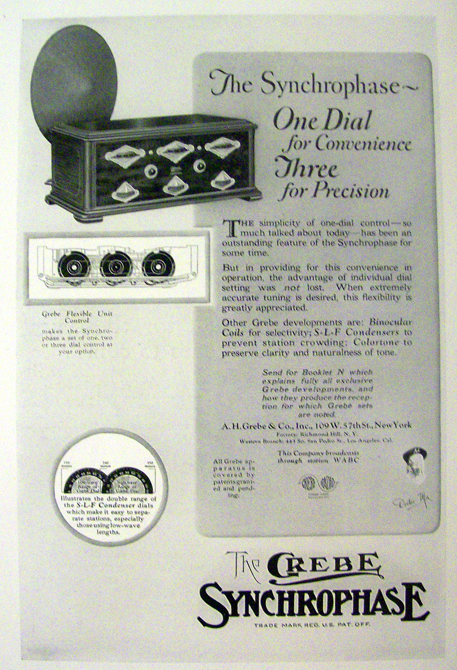 1927 Crebe Synchrophase with One Dial