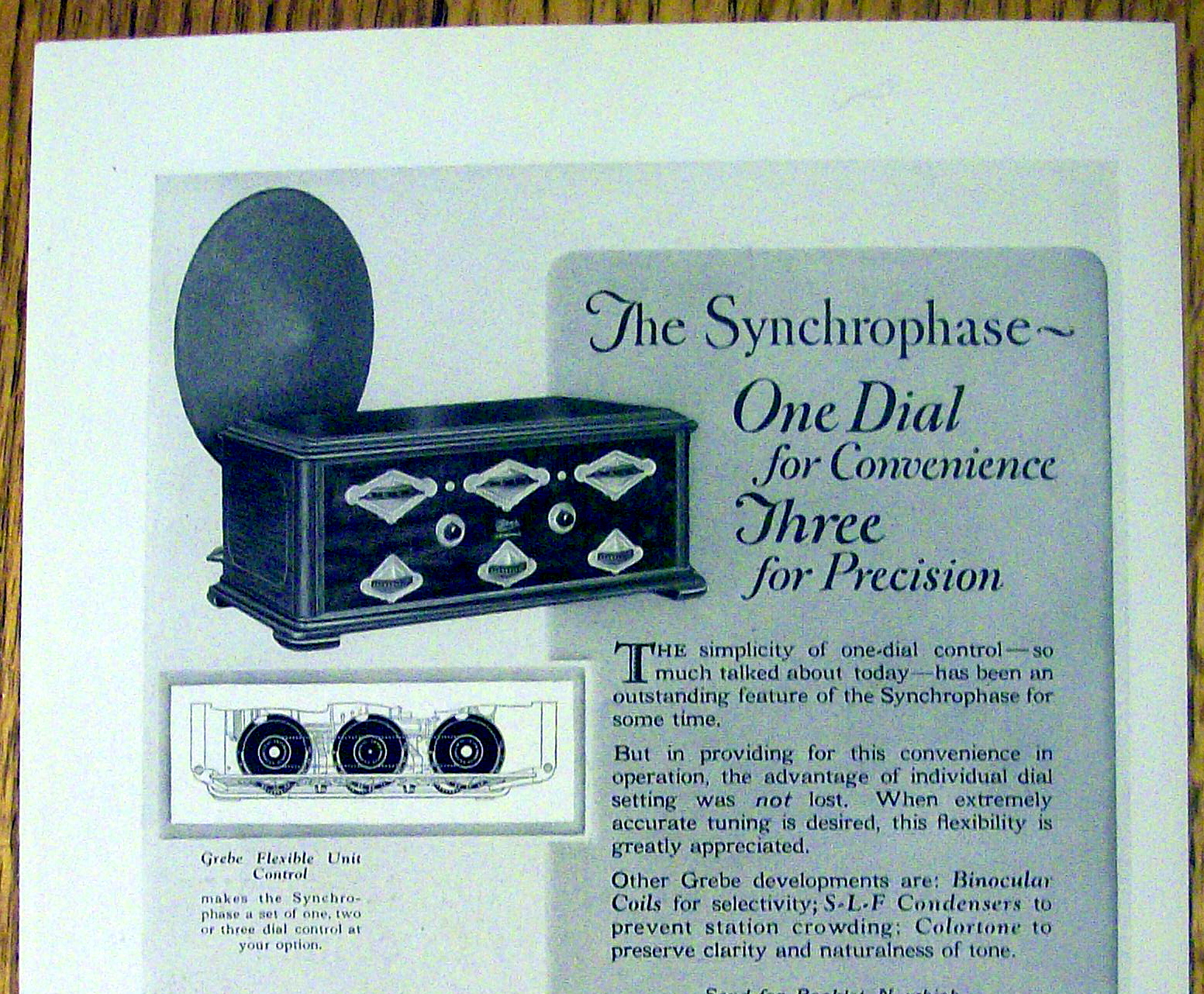 1927 Crebe Synchrophase with One Dial