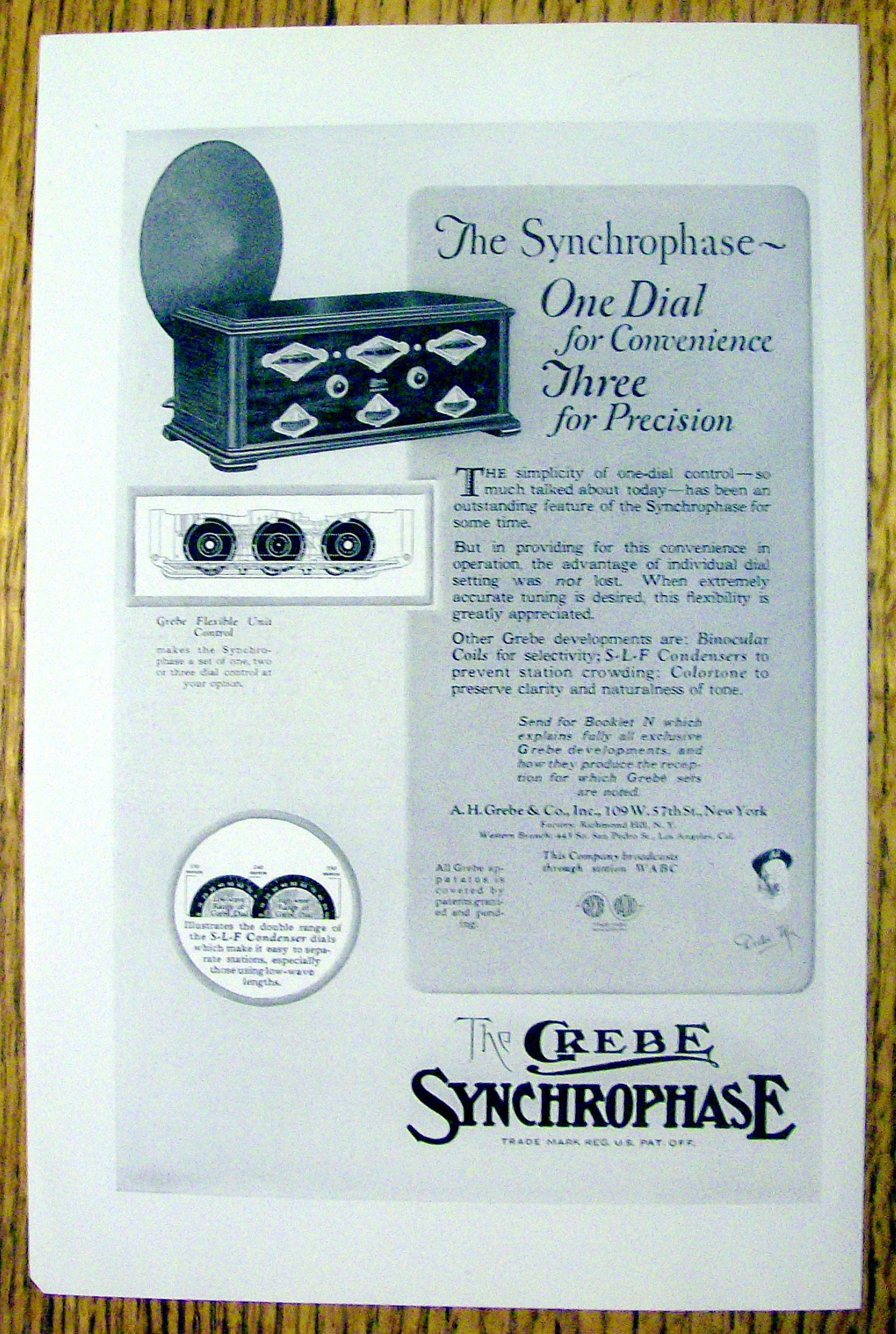 1927 Crebe Synchrophase with One Dial
