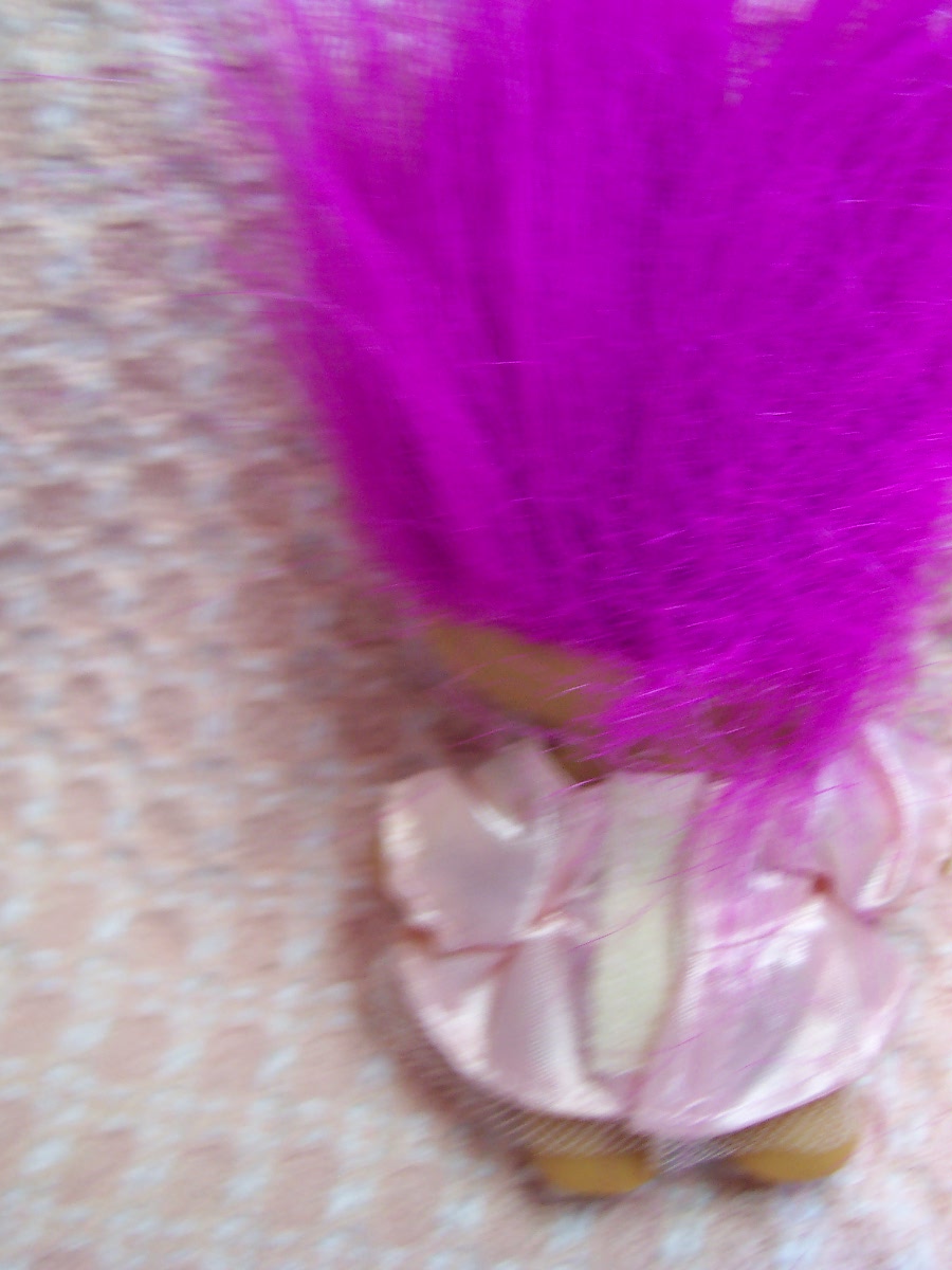 Russ Troll Girl in Pink Dress Magenta Hair
