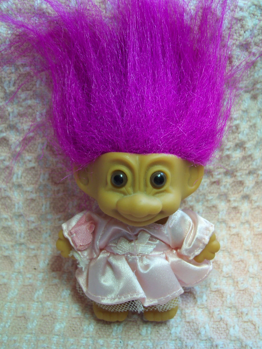 Russ Troll Girl in Pink Dress Magenta Hair