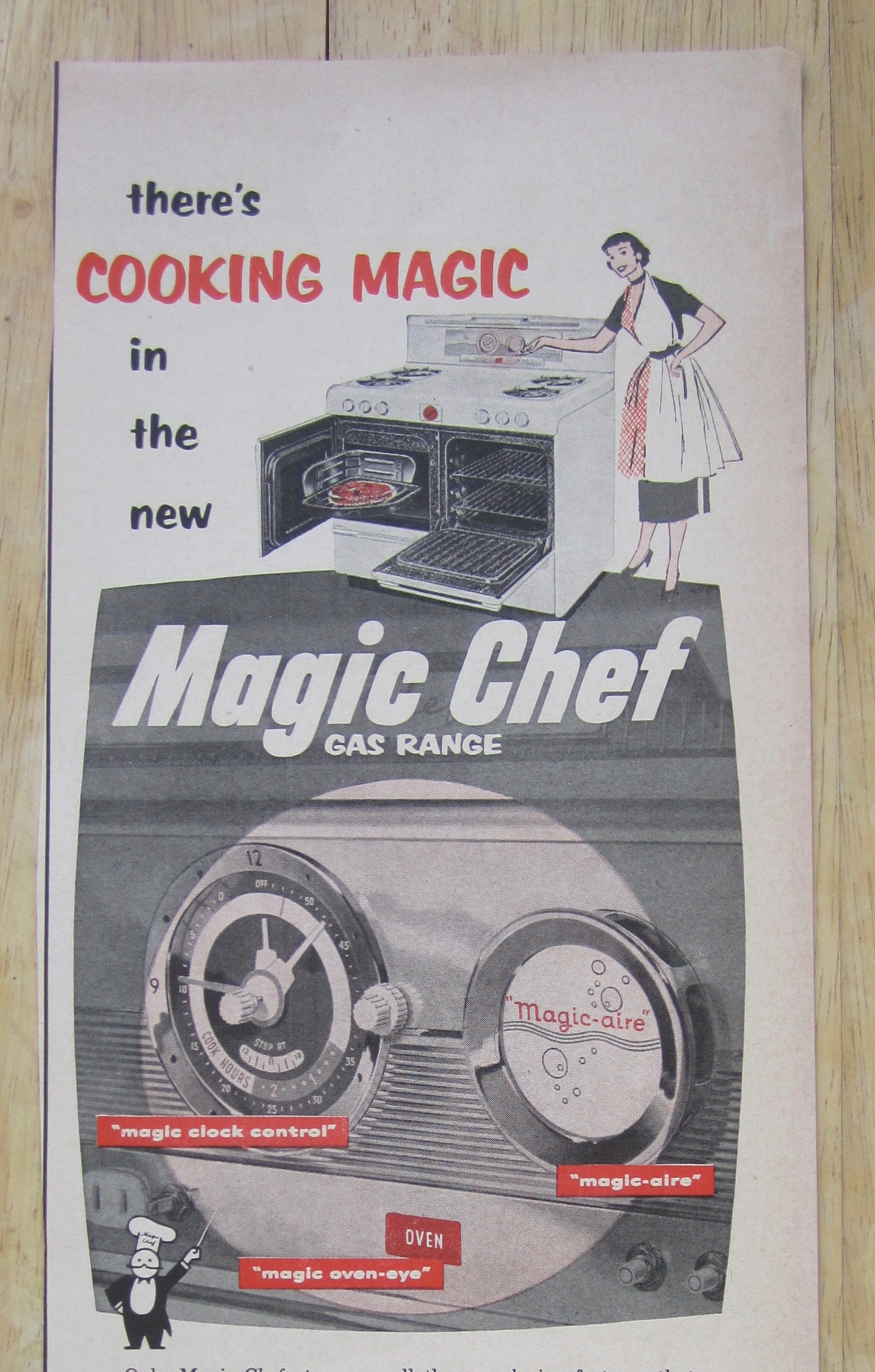 1953 Magic Chef Gas Range with Woman & Range