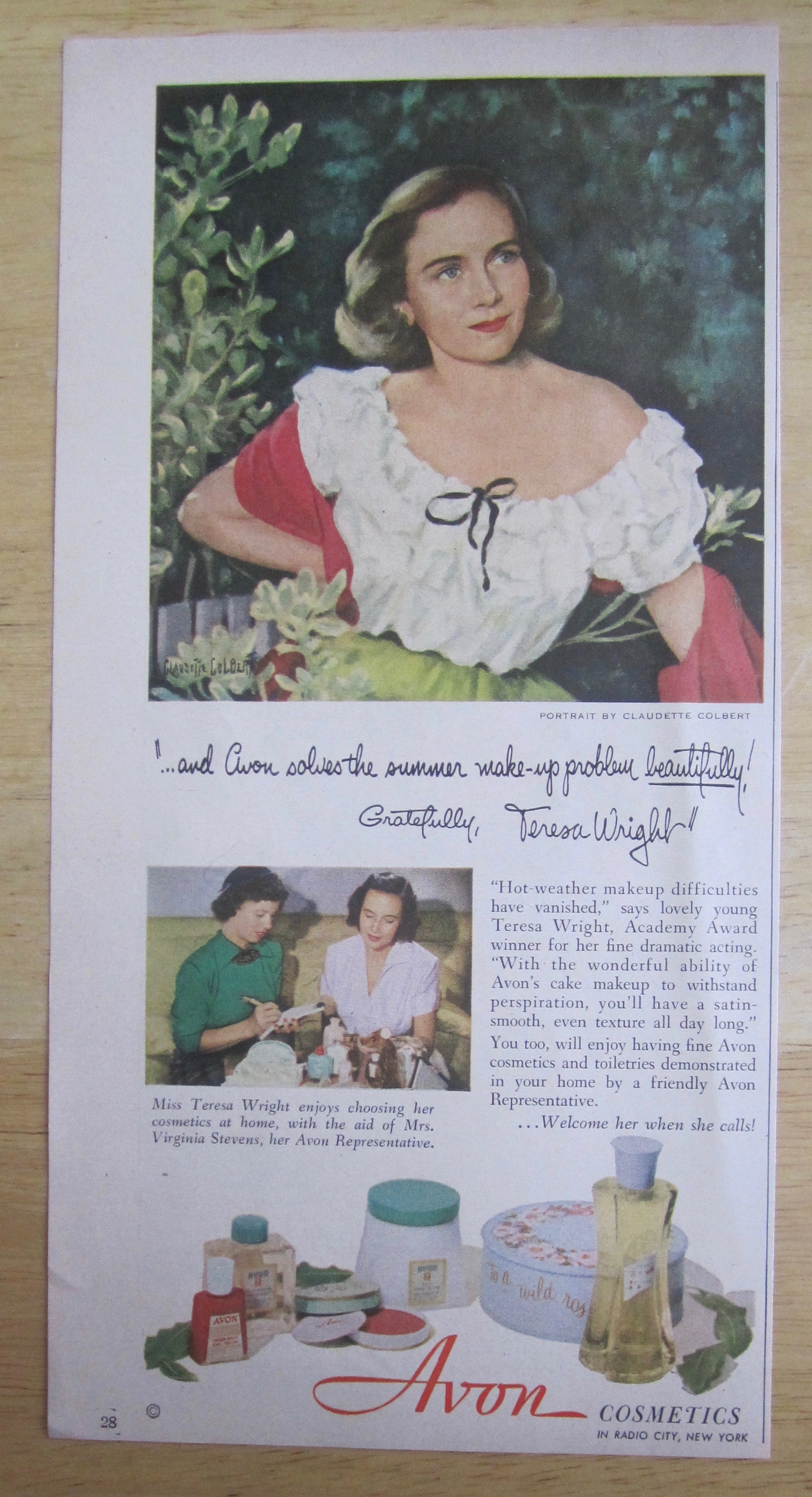 1951 Avon Cosmetics with Teresa Wright