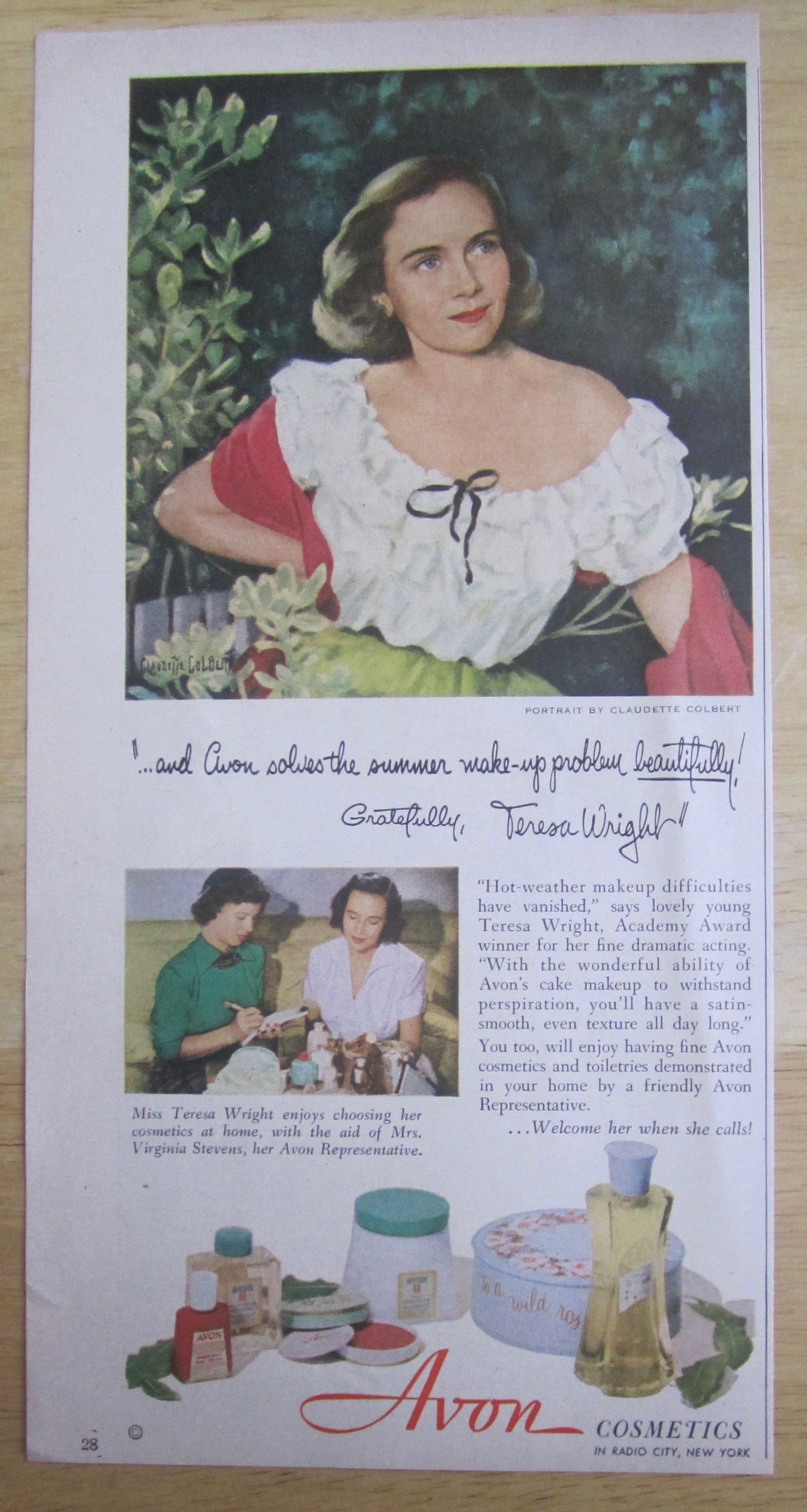 1951 Avon Cosmetics with Teresa Wright