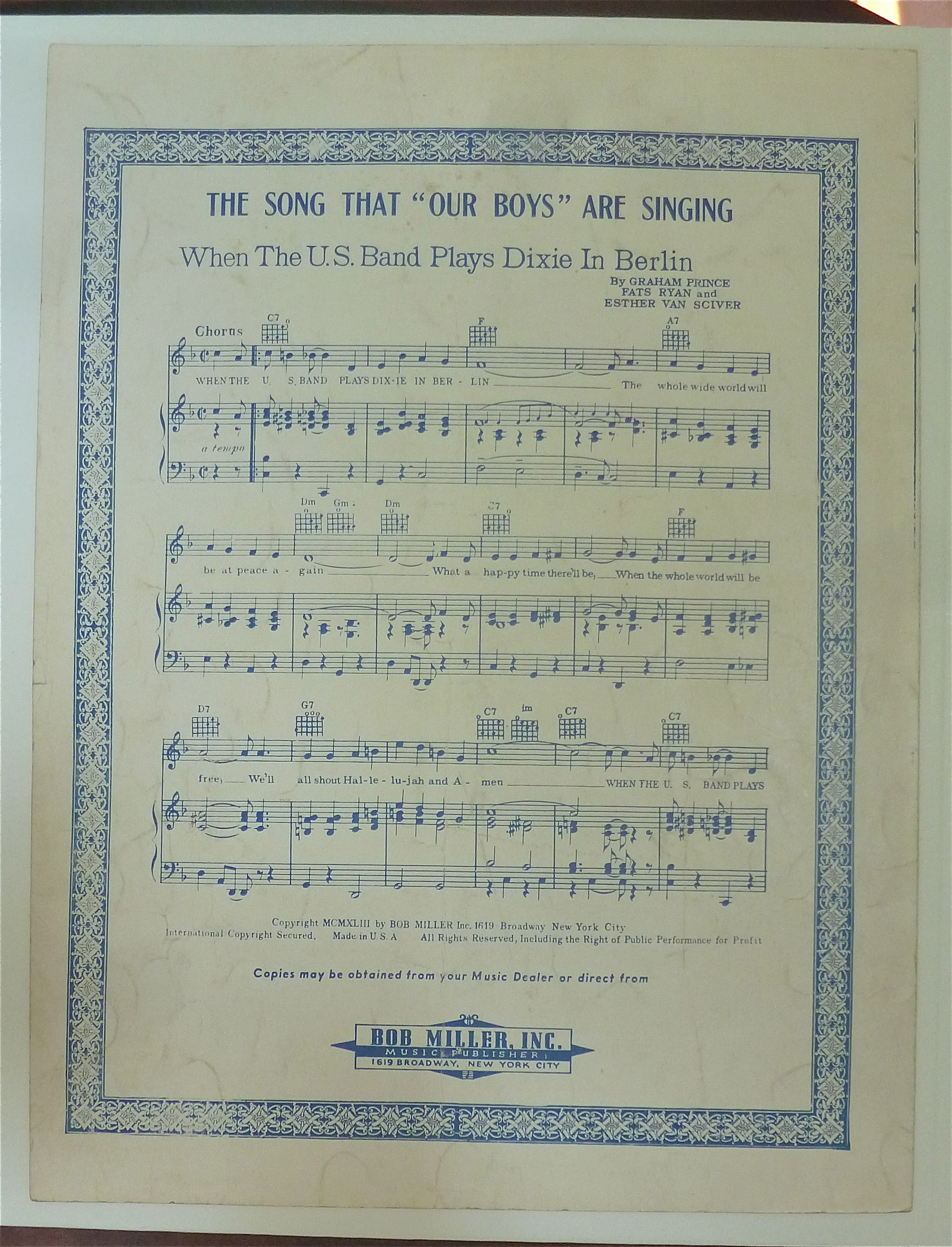 Sheet Music 1942 There's A Star Spangled Banner Waving