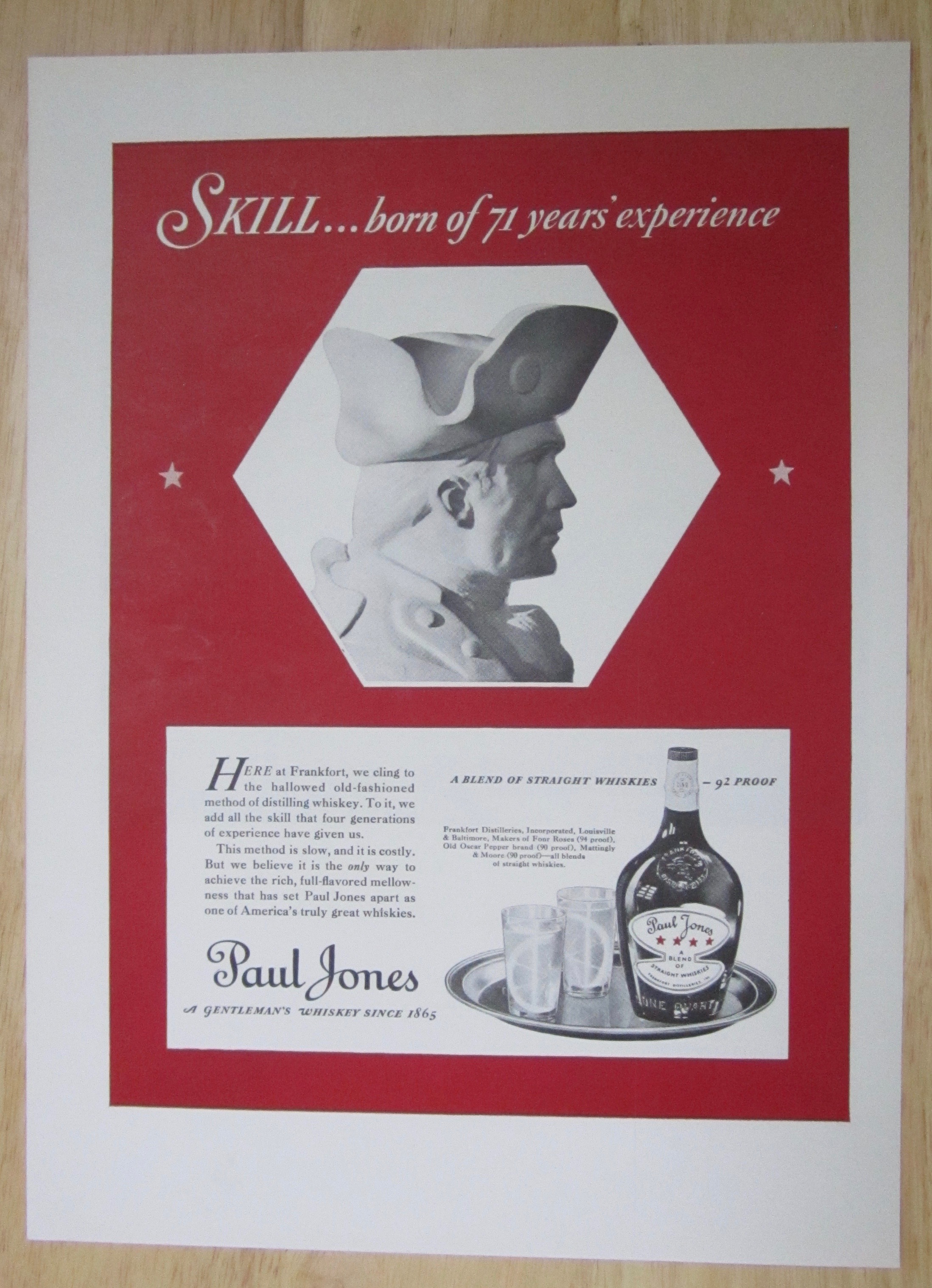 1937 Paul Jones Whiskey with Bust of a Soldier