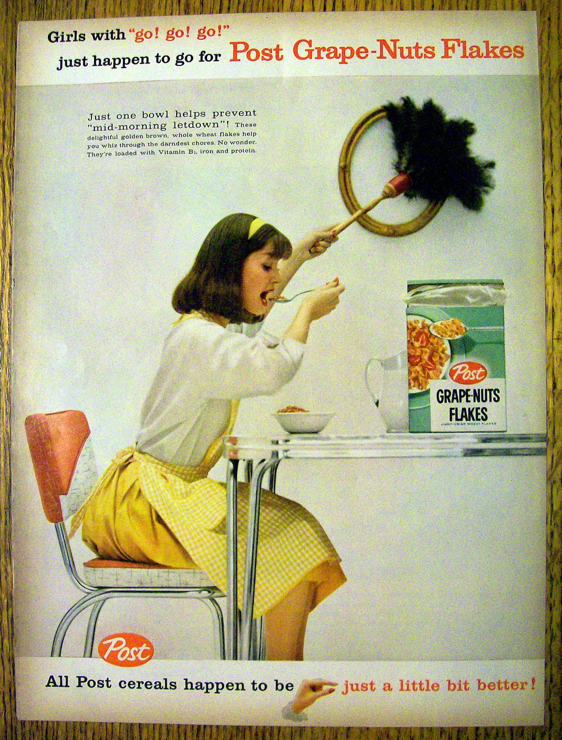 1959 Post Grapes-Nuts Flakes with Woman Eating