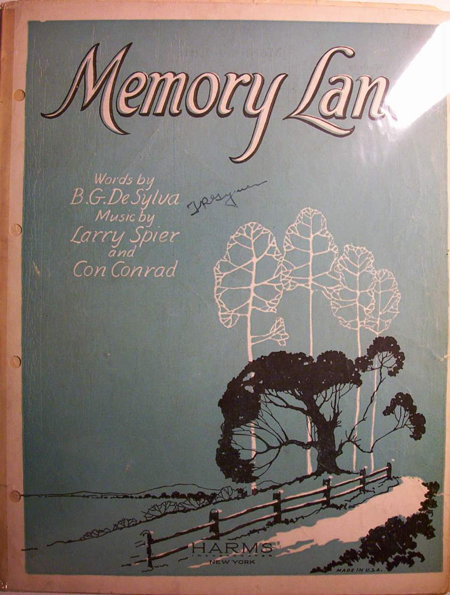 Sheet Music For 1924 Memory Lane