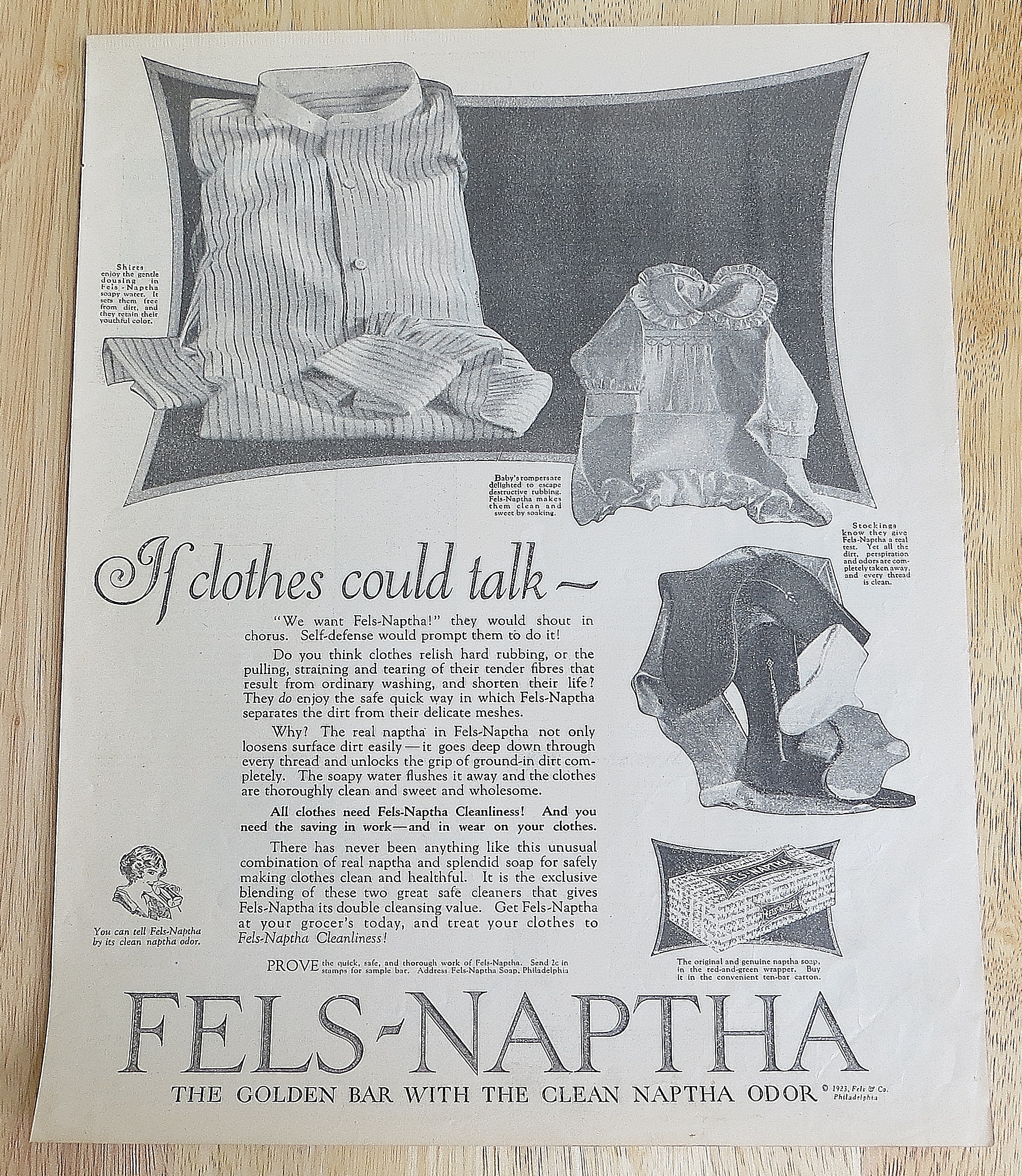 1923 Fels-Naptha Soap With If Clothes Could Talk