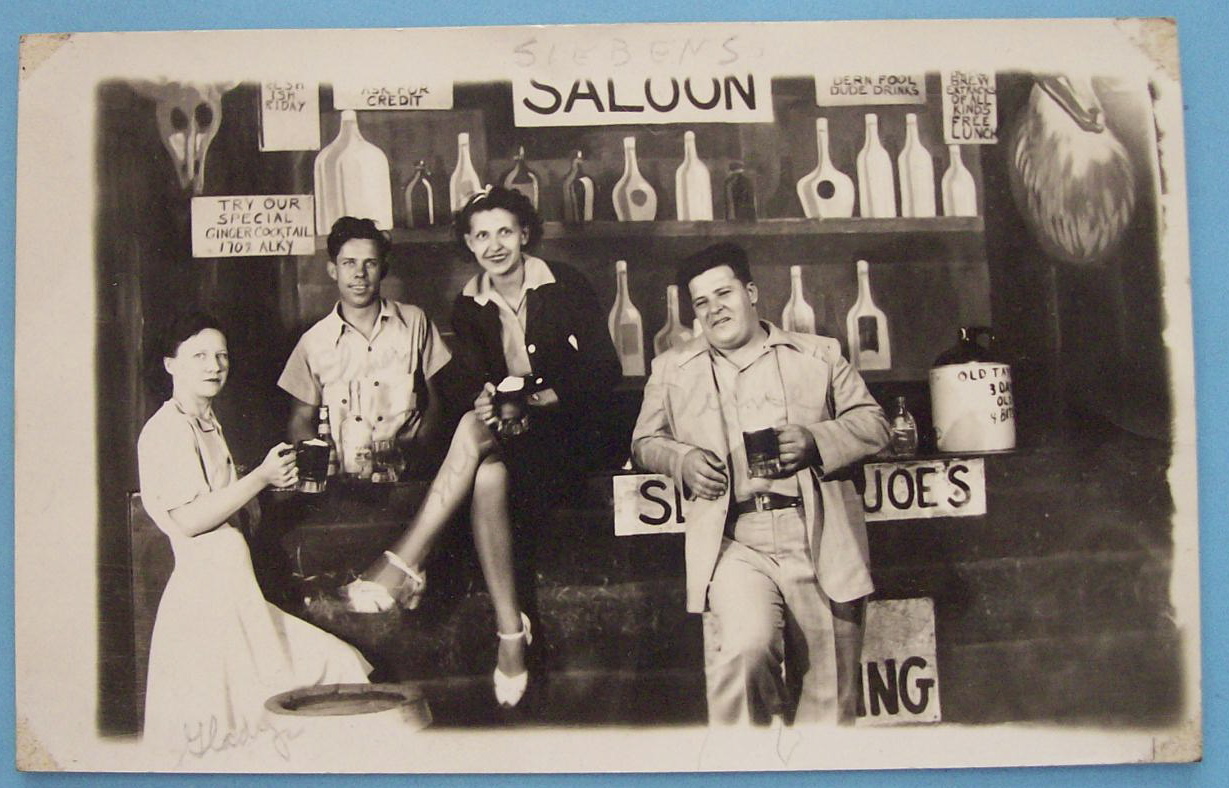 People in Saloon Backdrop (Riverview Park Pic Postcard)
