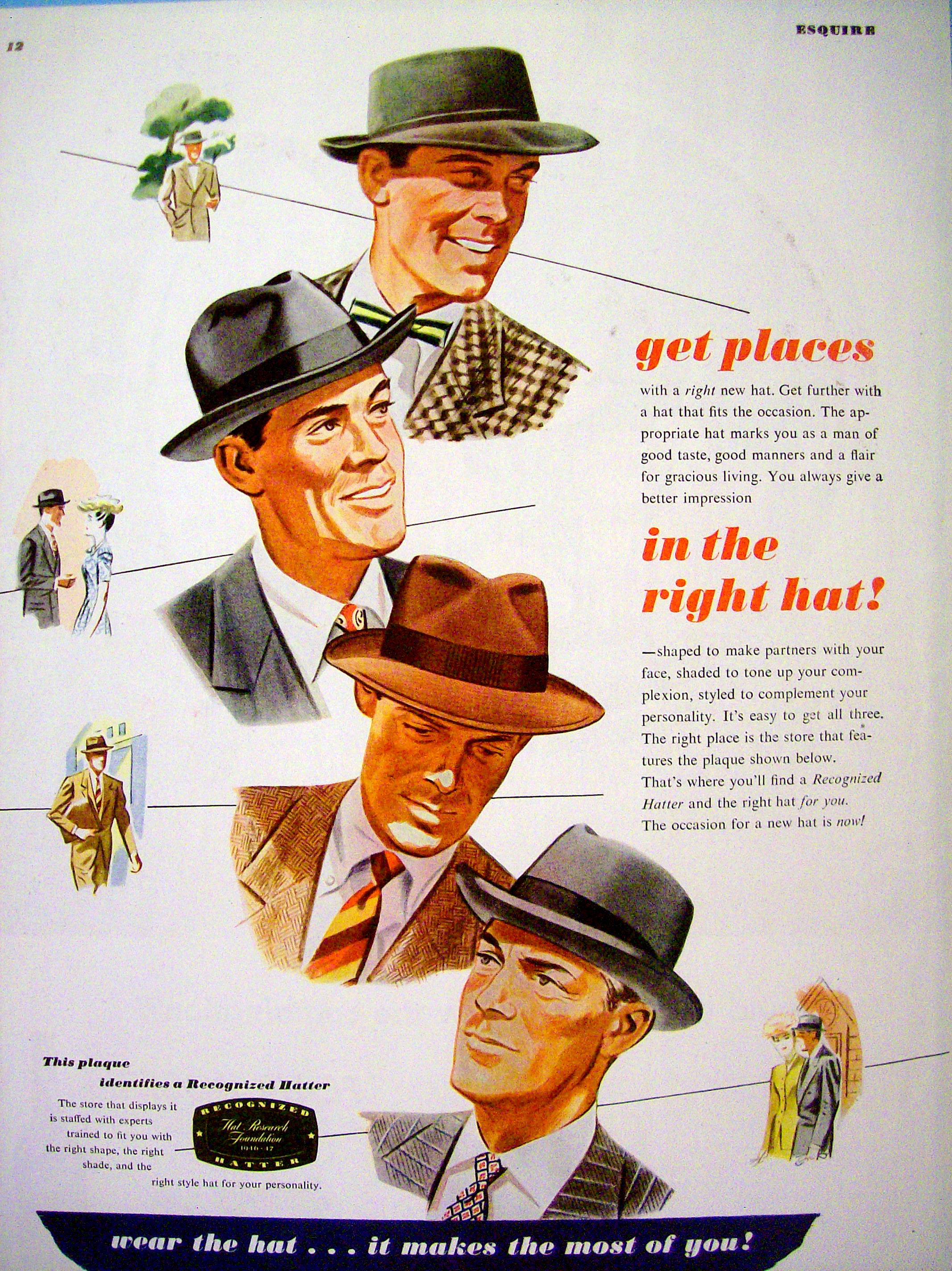 1946 Recognized Hatter with Men Wearing Hats