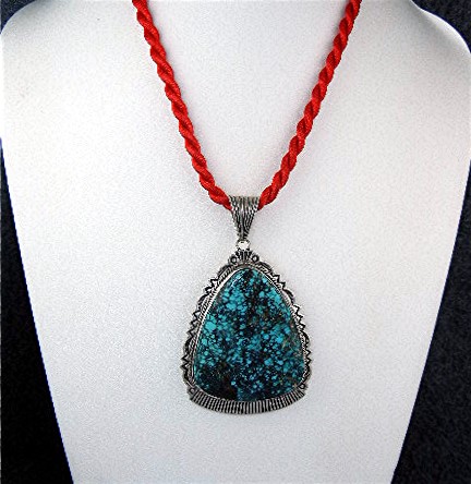 Navajo Sterling Silver Morenci Turquoise A. Jake Pendan