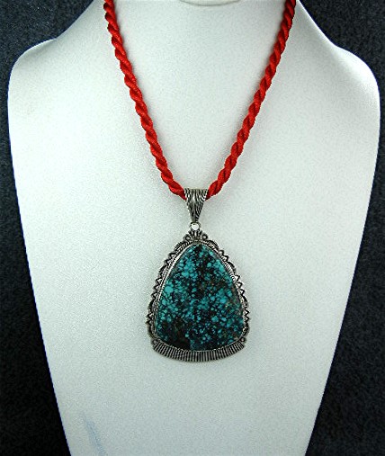Navajo Sterling Silver Morenci Turquoise A. Jake Pendan