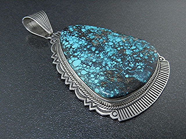 Navajo Sterling Silver Morenci Turquoise A. Jake Pendan