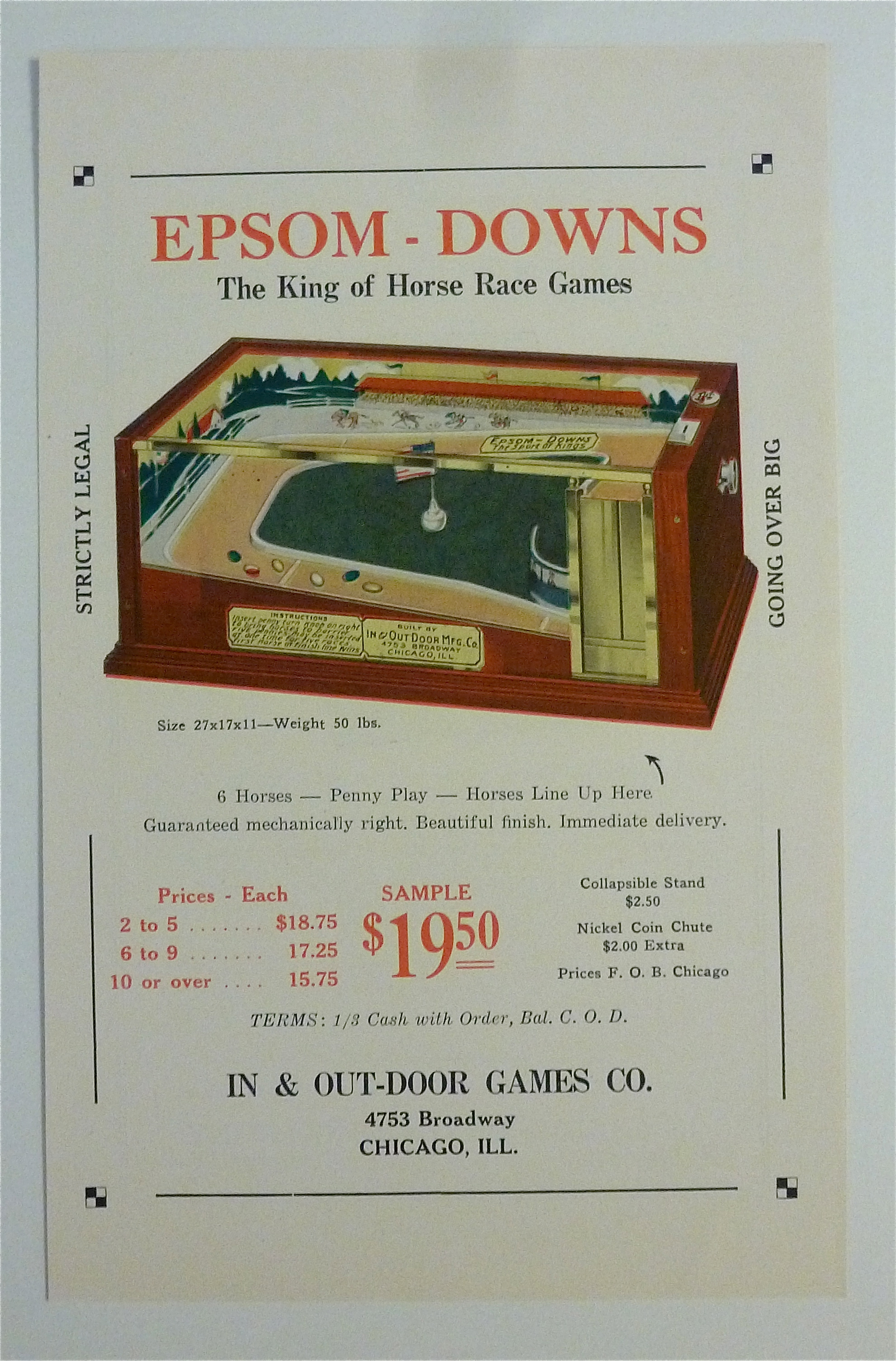 1932 In & Out Door Games with Epsom Downs Race Game
