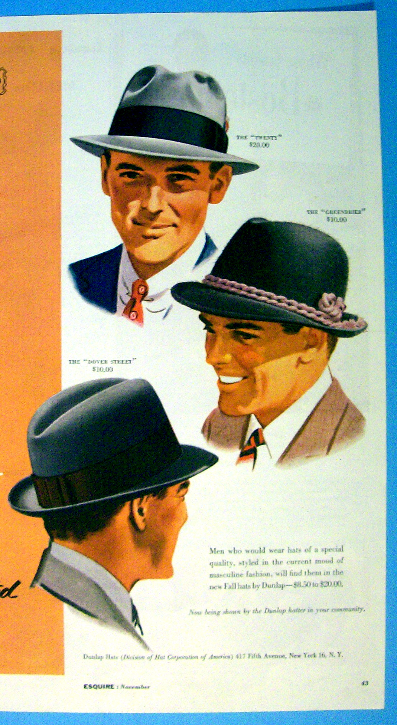 1954 Dunlap Hats with the Twenty, Dover Street & More