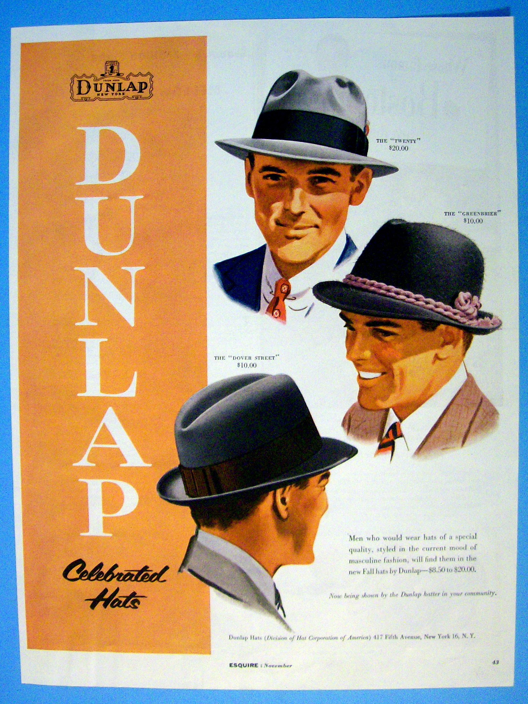 1954 Dunlap Hats with the Twenty, Dover Street & More