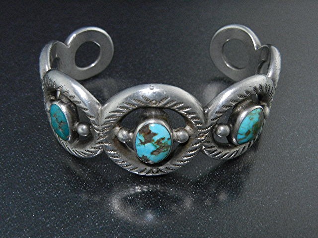 Navajo Silver Turquoise Cuff Bracelet