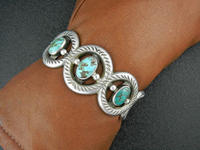 Navajo Silver Turquoise Cuff Bracelet